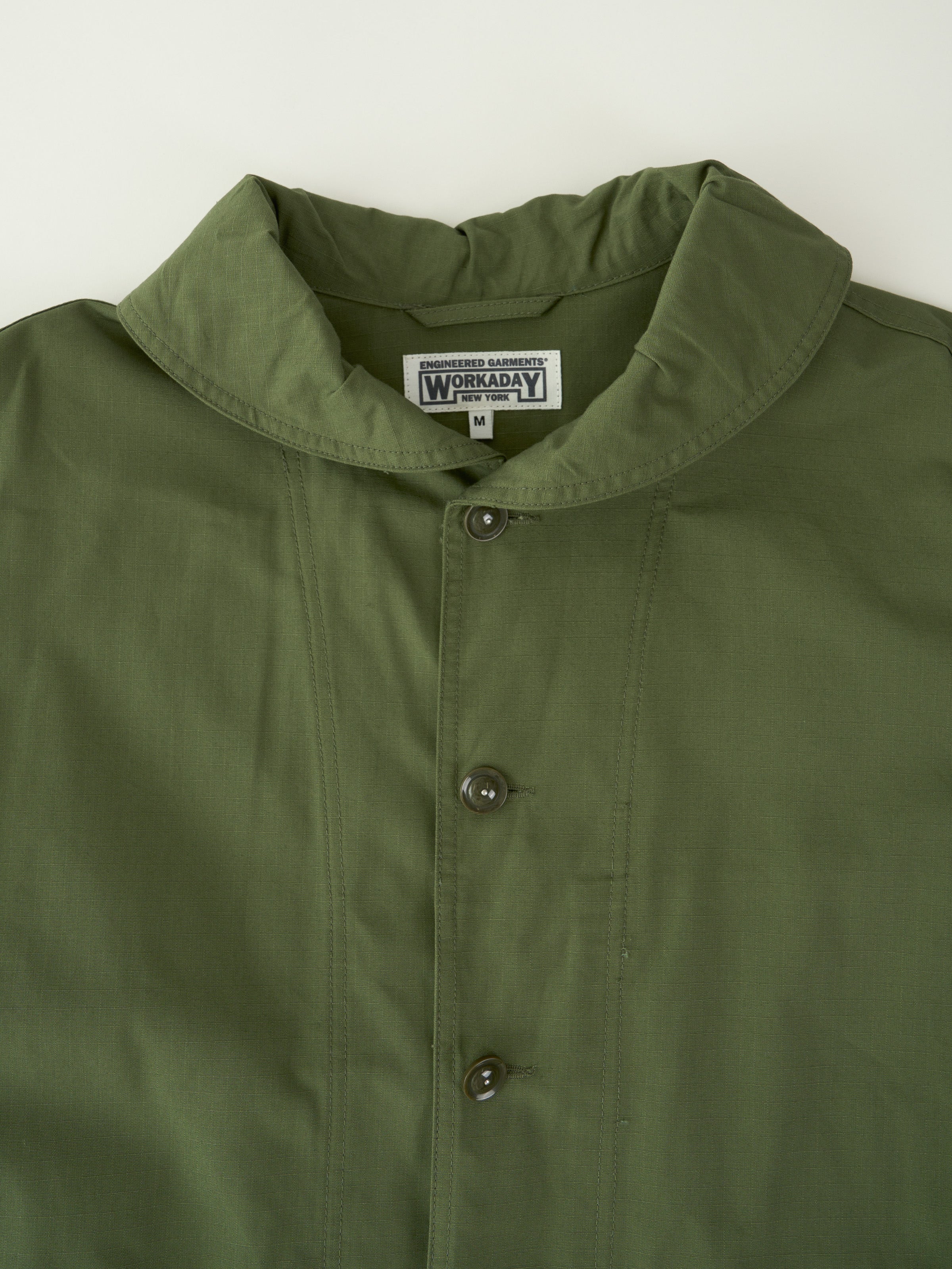 Shawl Collar Jacket - Olive Cotton Ripstop - Image 3