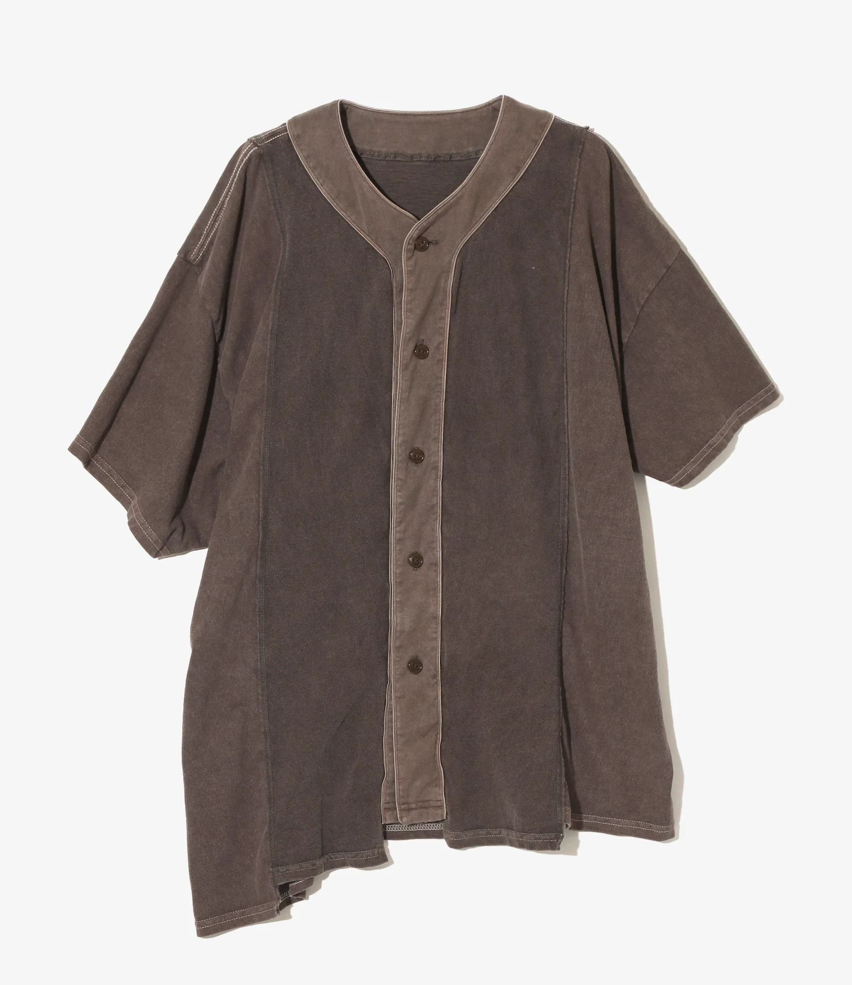 3 Cut Wide Baseball Tee - Brown - Over Dye