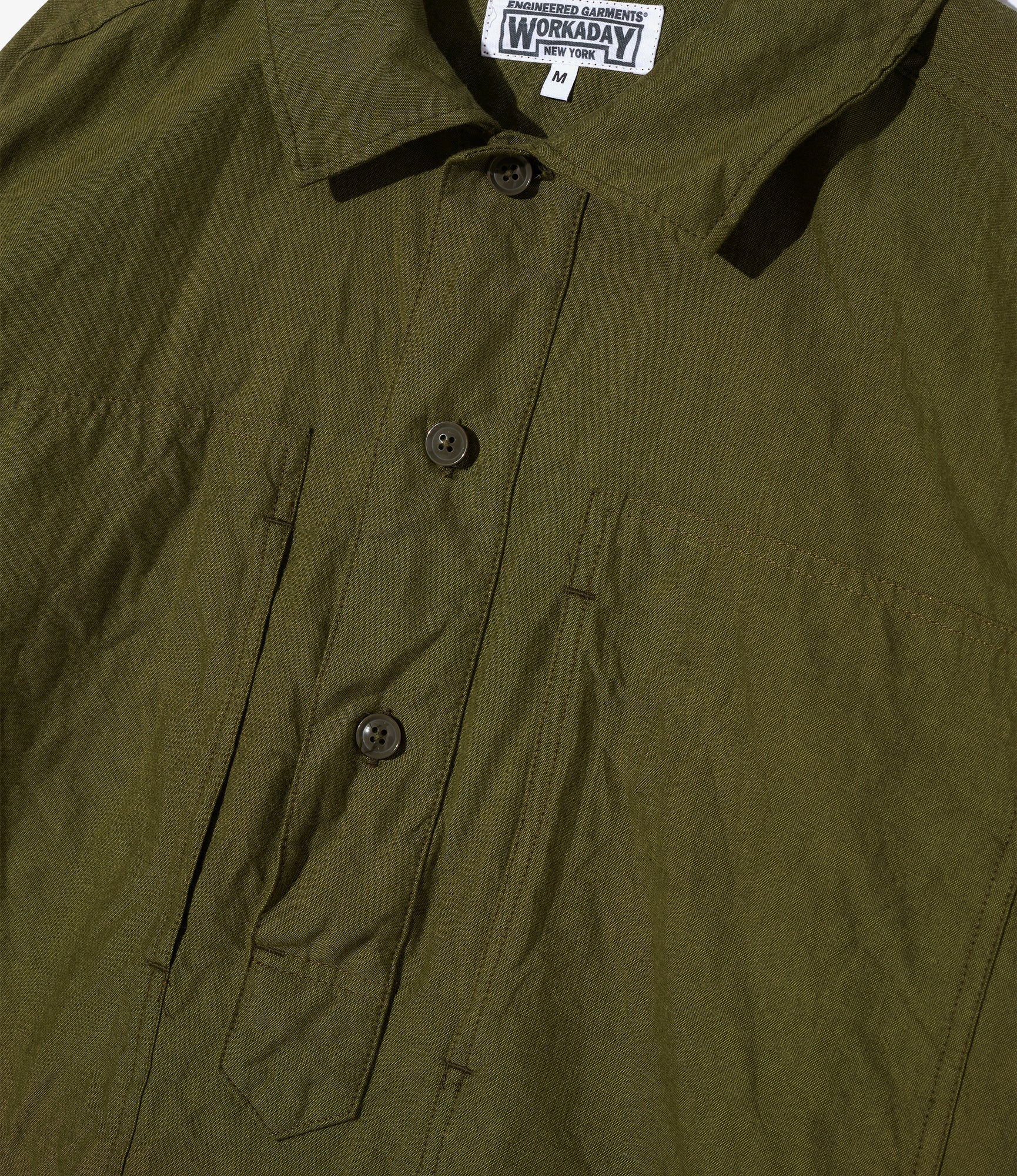 Army Pop Over Shirt - Olive Cotton Iridescent - Image 2