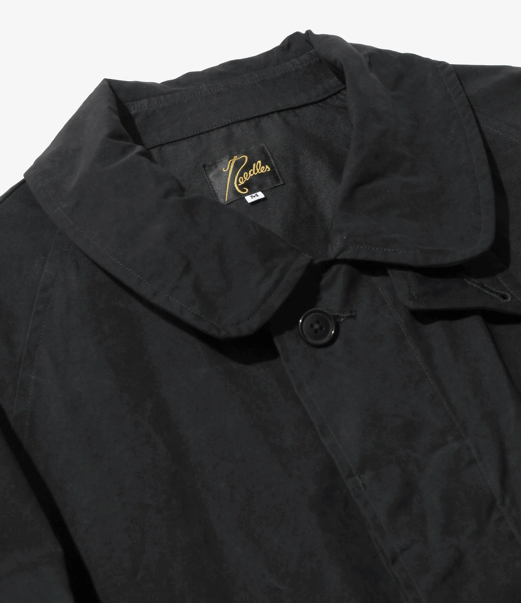 Bal Collar Coat - Black - Waxed Cloth - Image 2