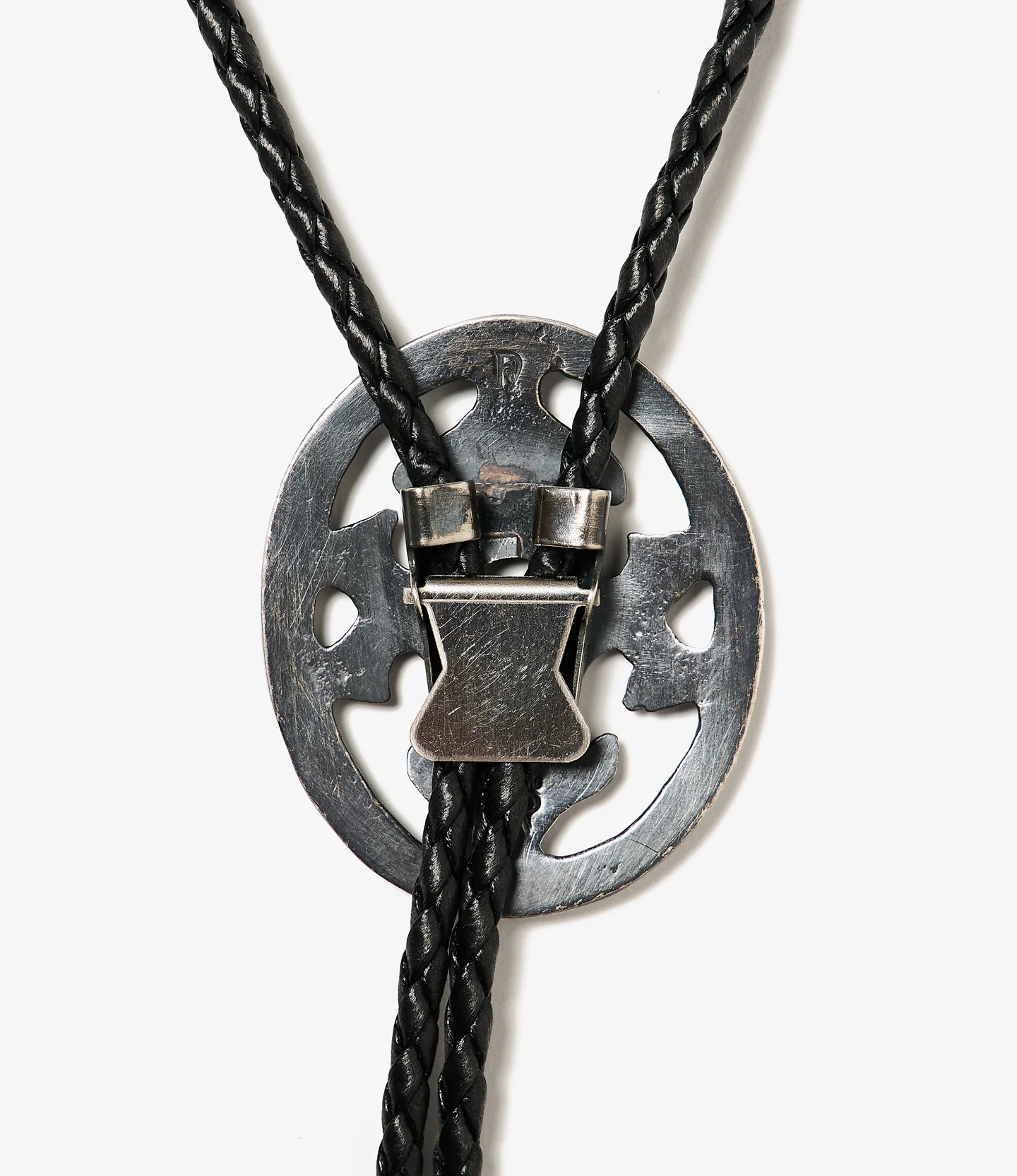 Bolo Tie - Silver - Circle - Image 2