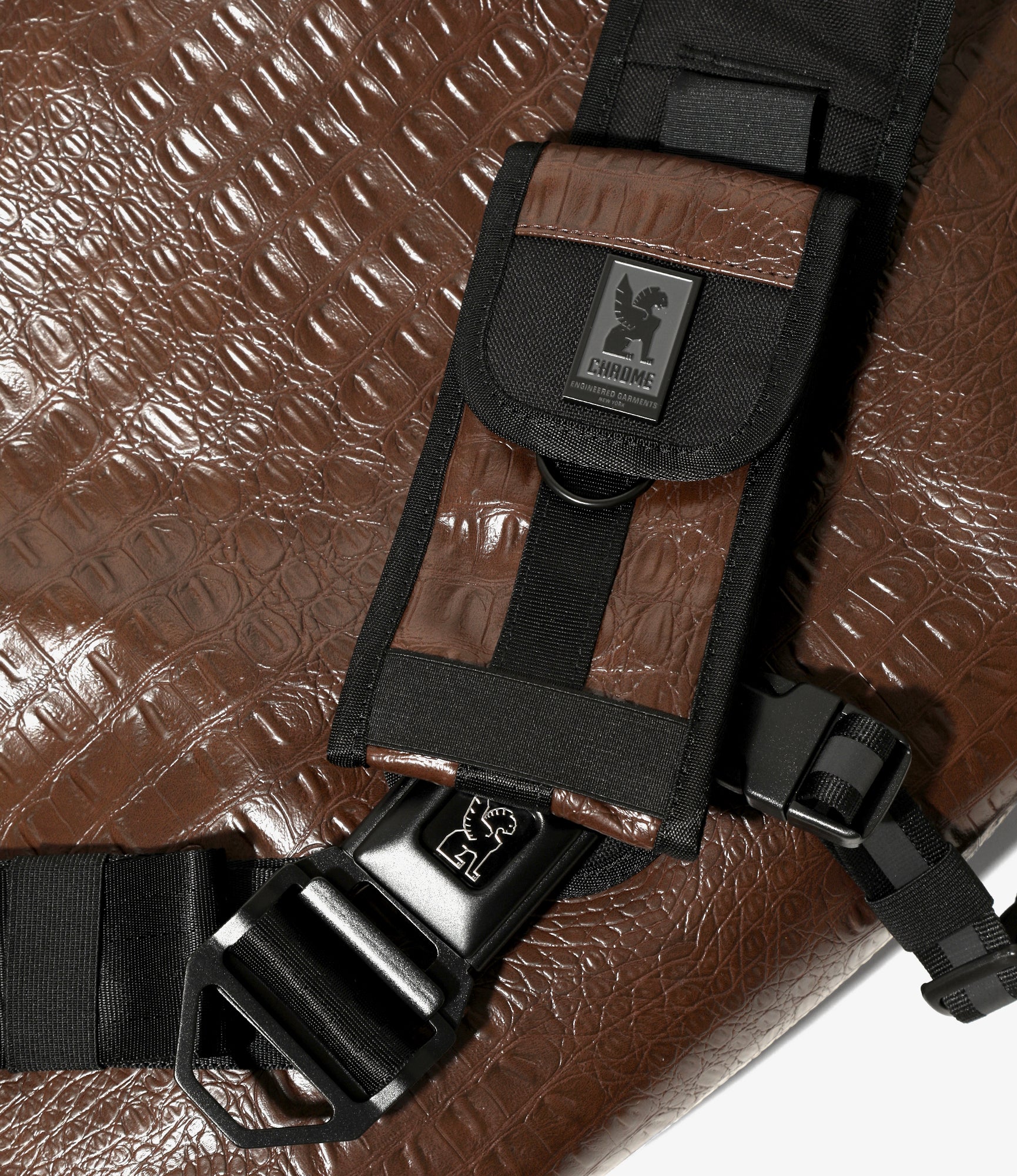 Chrome x Engineered Garments - Citizen 24L Messenger Bag - Brown Stamped Croc - Image 4
