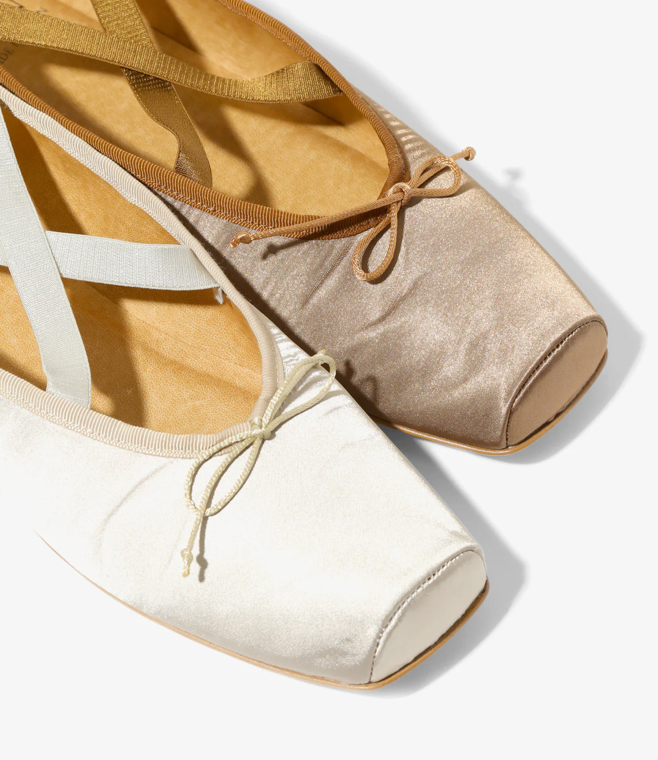 Color Combination Ballet Shoes - Tan - Sateen - Image 3