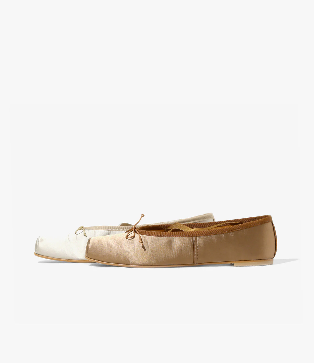 Color Combination Ballet Shoes - Tan - Sateen - Image 4