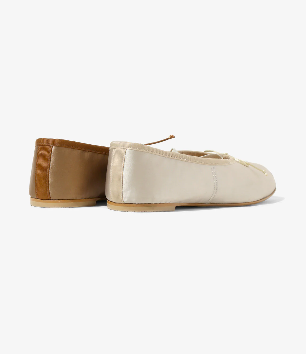 Color Combination Ballet Shoes - Tan - Sateen - Image 5