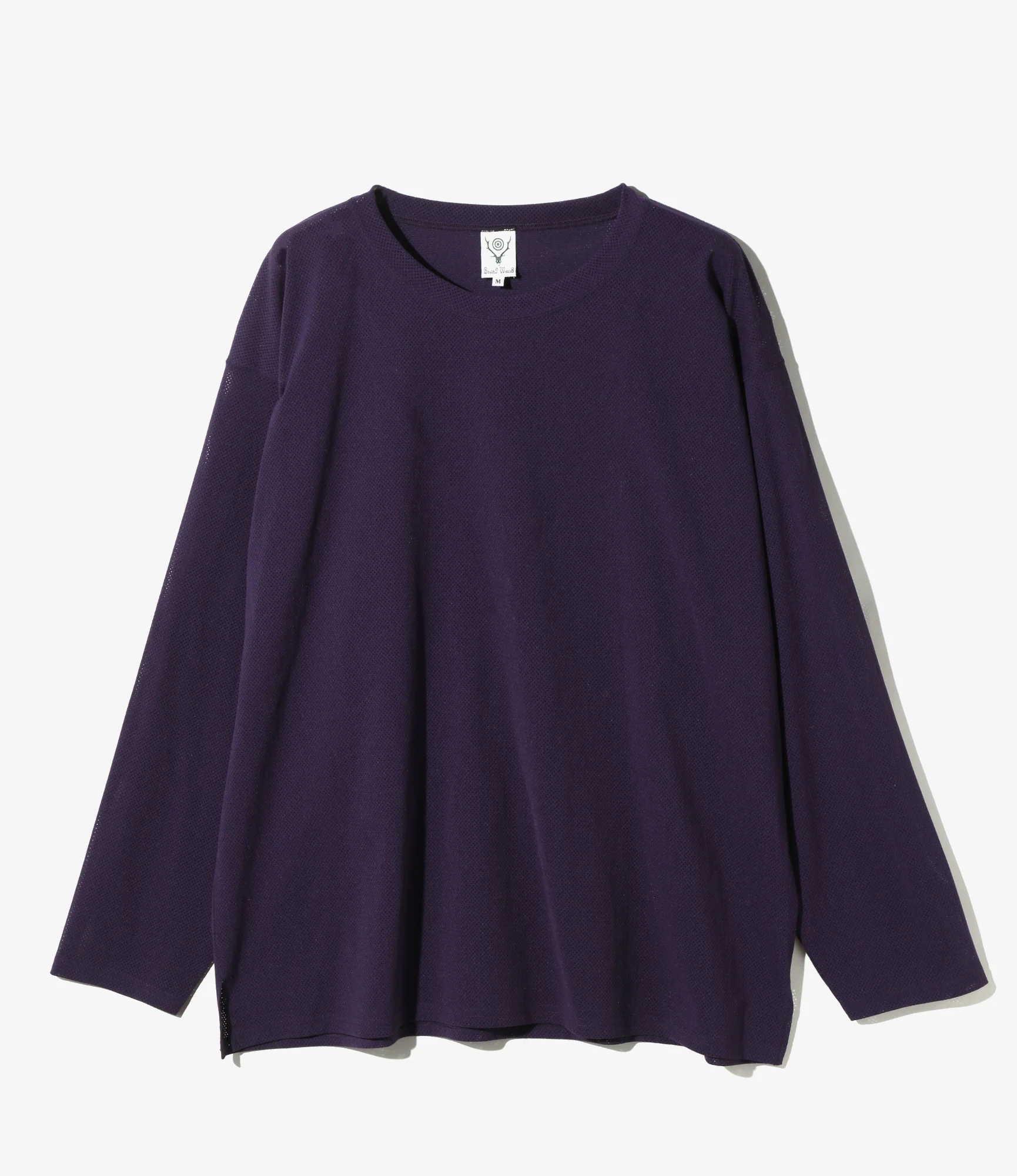 Crew Neck Shirt - Dk. Purple - Knit Mesh