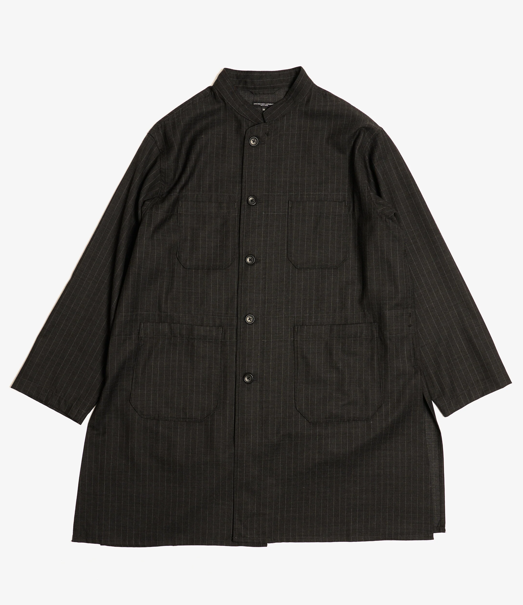 Dayton Long Shirt - Nepenthes Sp. - Charcoal Chalk Stripe Worsted Wool
