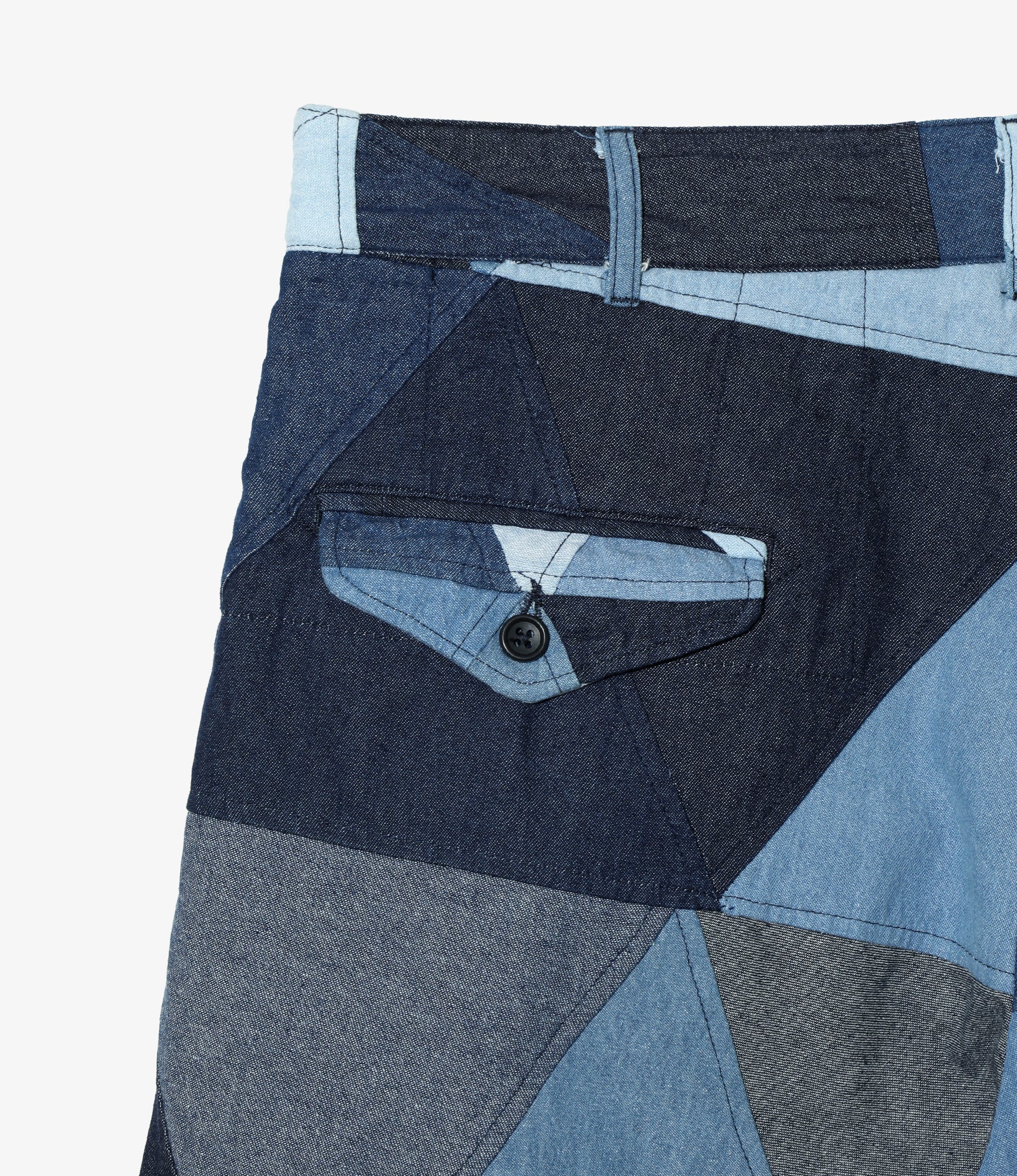 Ghurka Short - Indigo Denim Triangle Patchwork - Image 10
