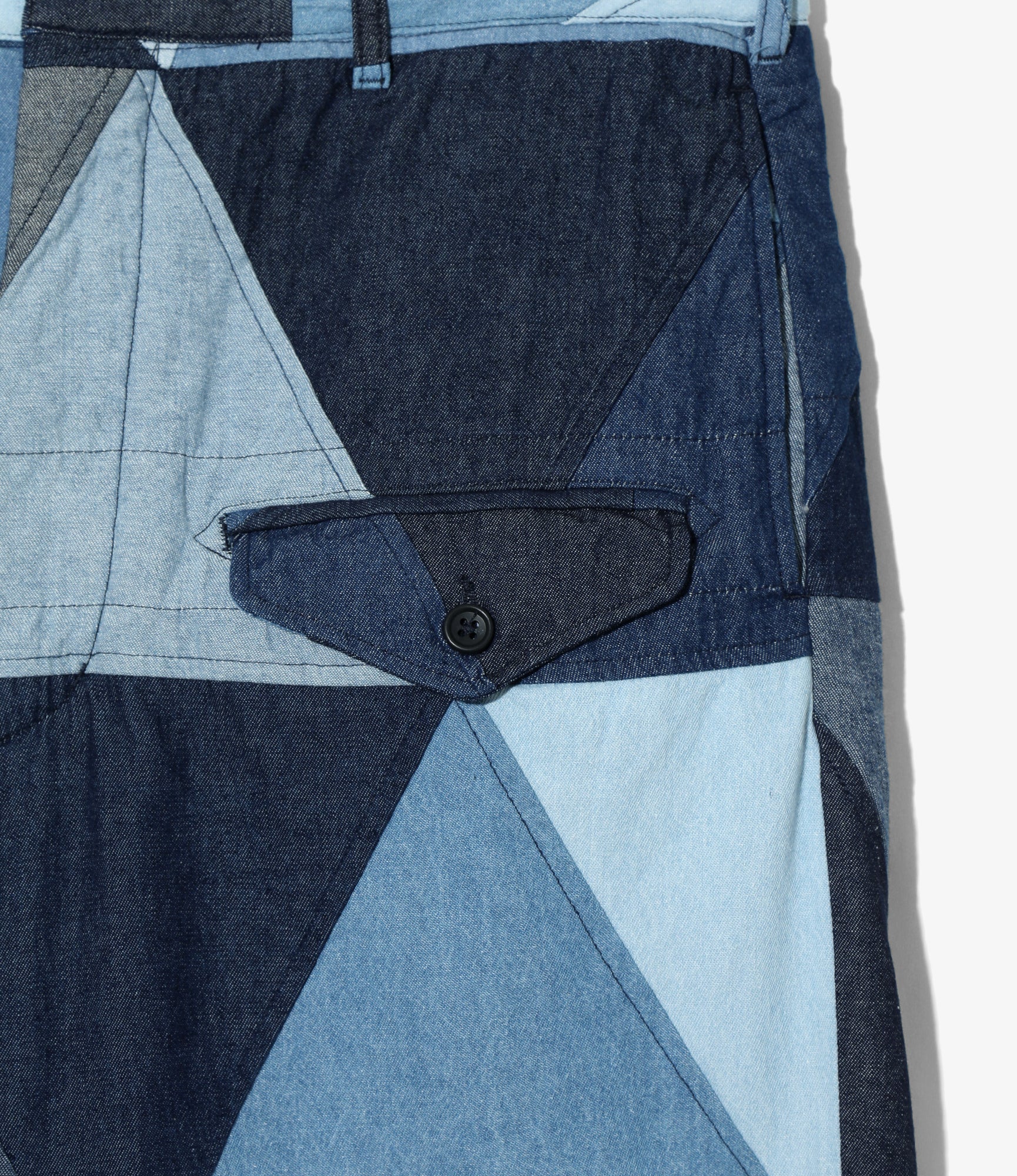 Ghurka Short - Indigo Denim Triangle Patchwork - Image 3