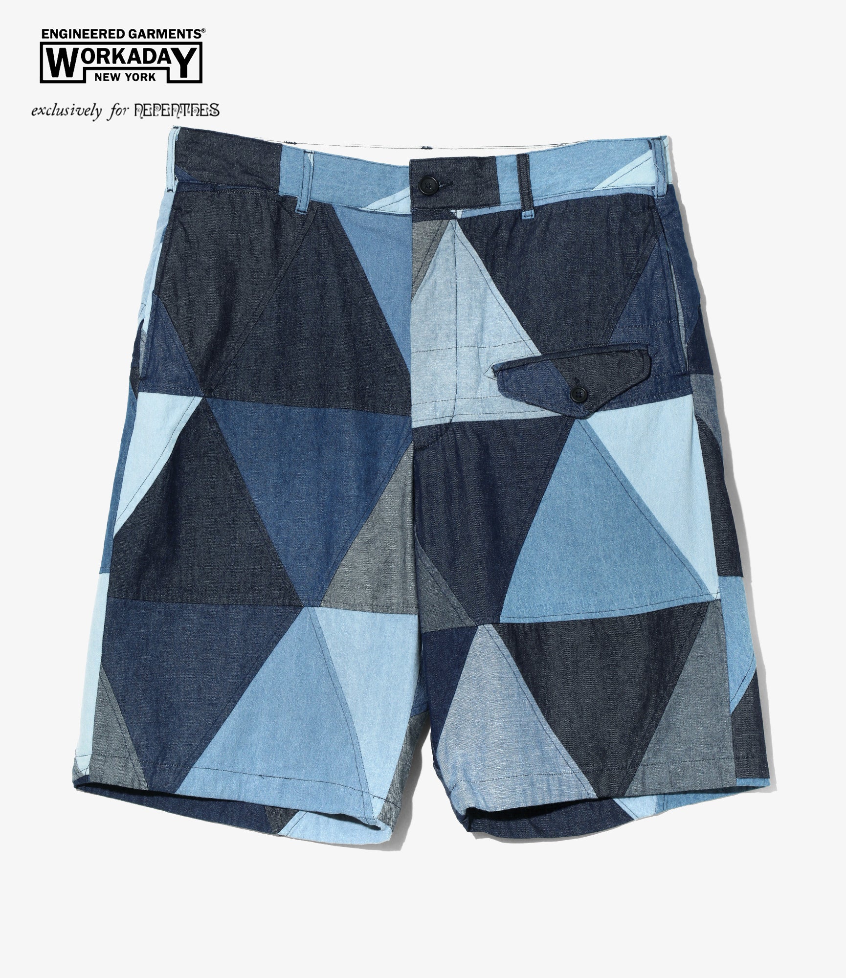Ghurka Short - Indigo Denim Triangle Patchwork - Image 6