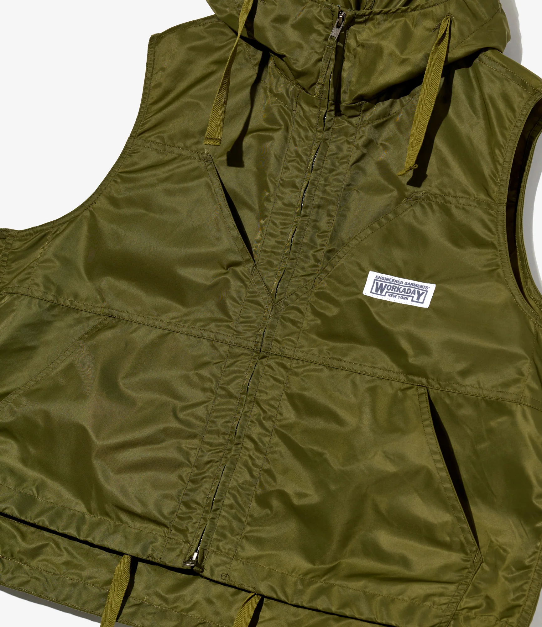 Hooded Vest - Olive Flight Satin Nylon - Image 3