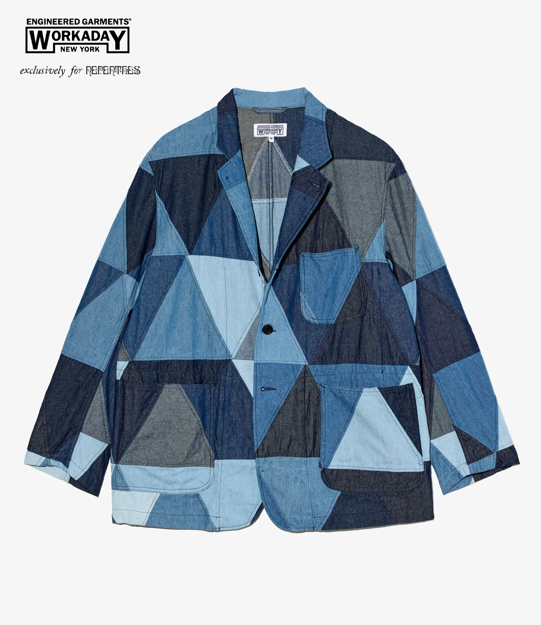 MED Blazer - Indigo Denim Triangle Patchwork