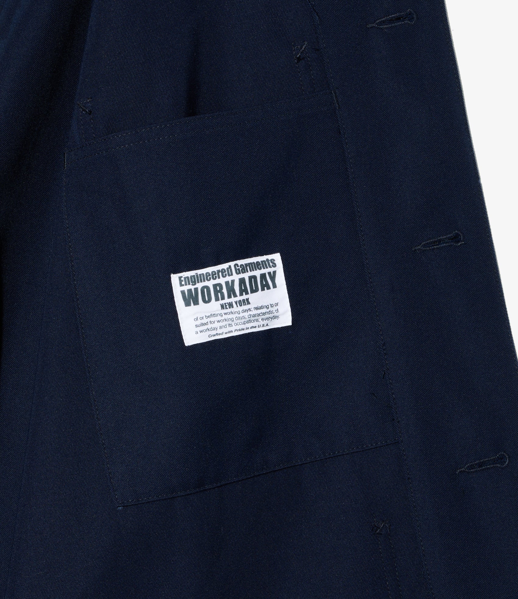 Shop Coat - Dk. Navy Poly Wool Twill Gabardine - Image 3