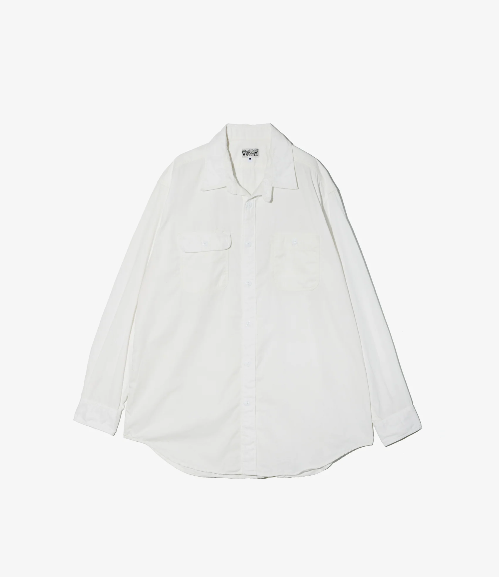 Utility Shirt - White Cotton Micro Sanded Twill