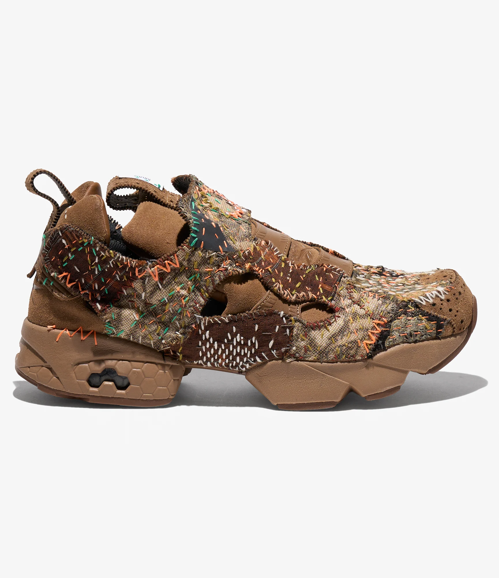 EG x JUNALE - Brown Sashiko Reebok Instapump Fury 94 - Image 3
