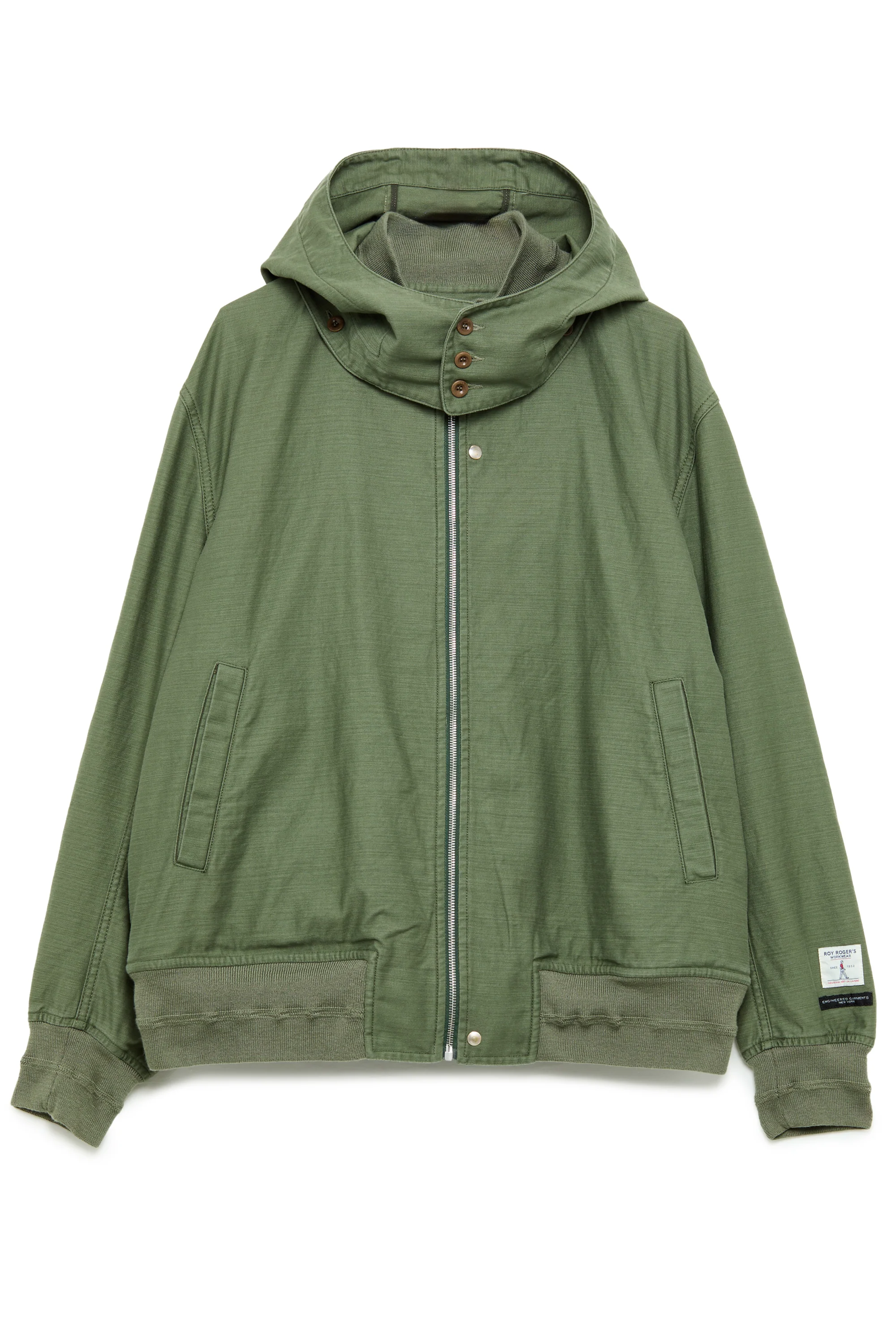 EG x Roy Roger's Workwear - Bomber Jacket - Army Green Washed Reverse Sateen