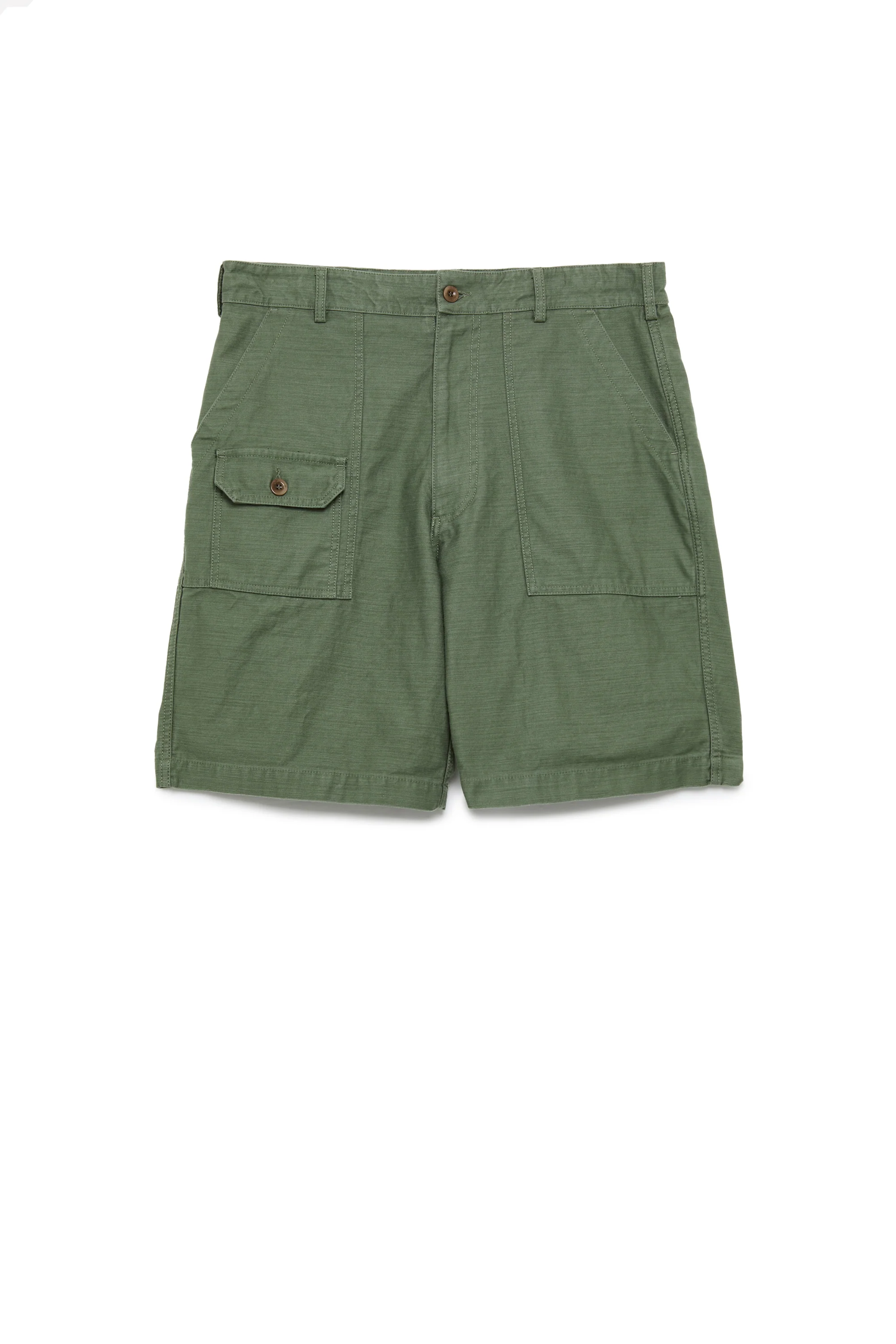 EG x Roy Roger's Workwear - Bush Short - Army Green Washed Reversed Sateen