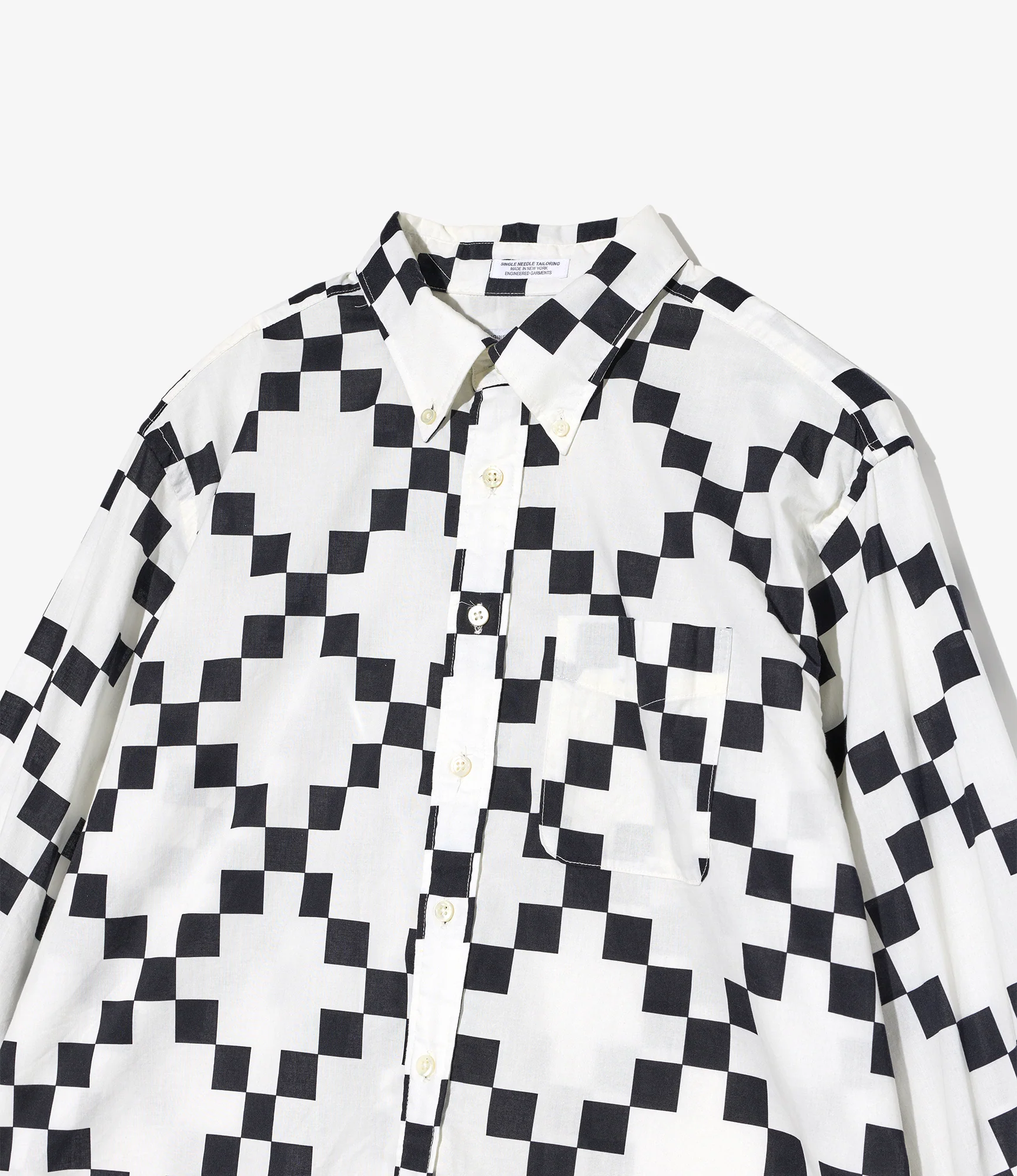 19th Century BD Shirt - White/Black Cotton Checker Print - Image 3