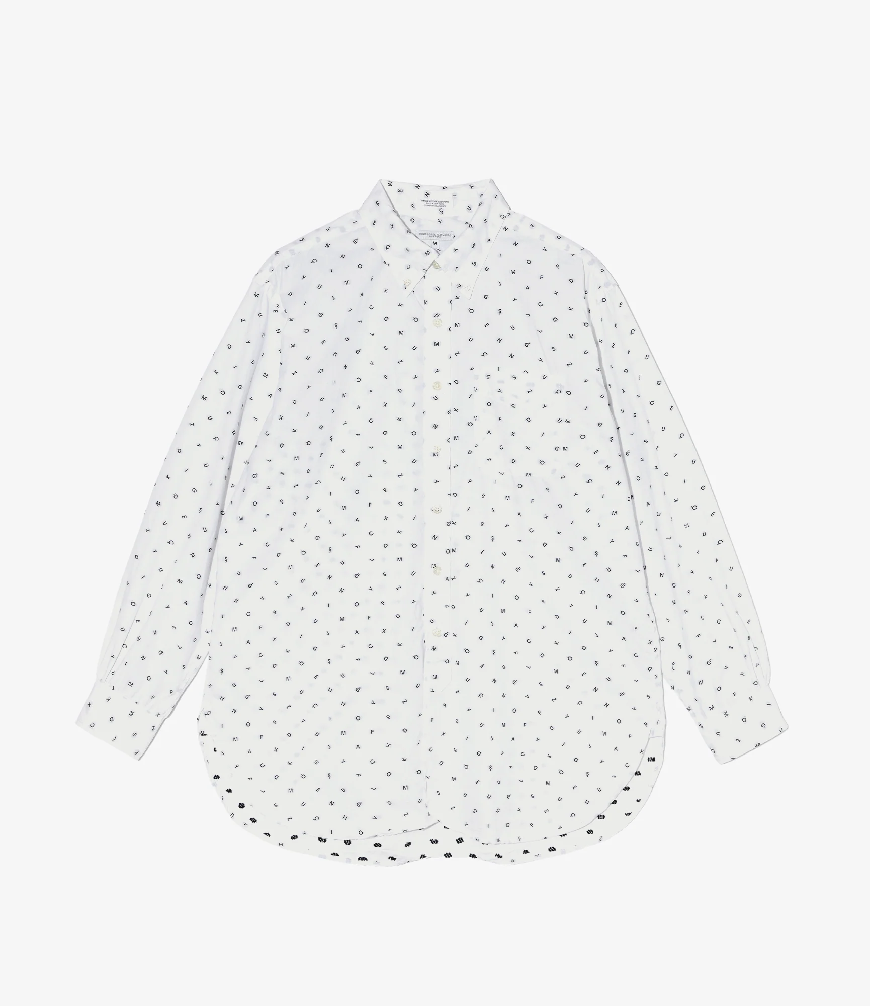 19th Century BD Shirt - White Cotton Alphabet Embroidery