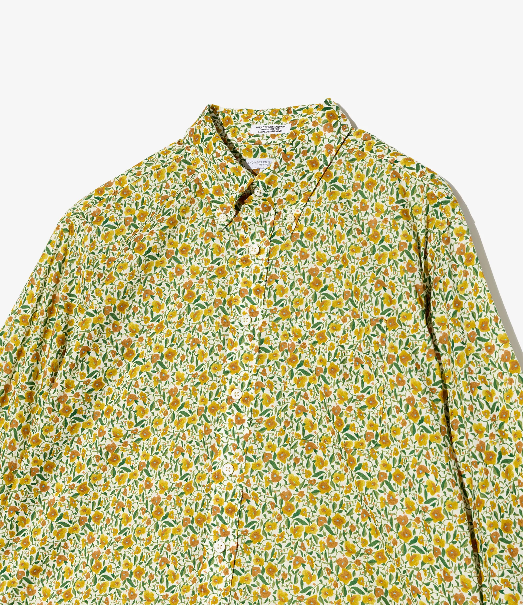 19th Century BD Shirt - Yellow Small Floral Cotton Lawn - Image 3