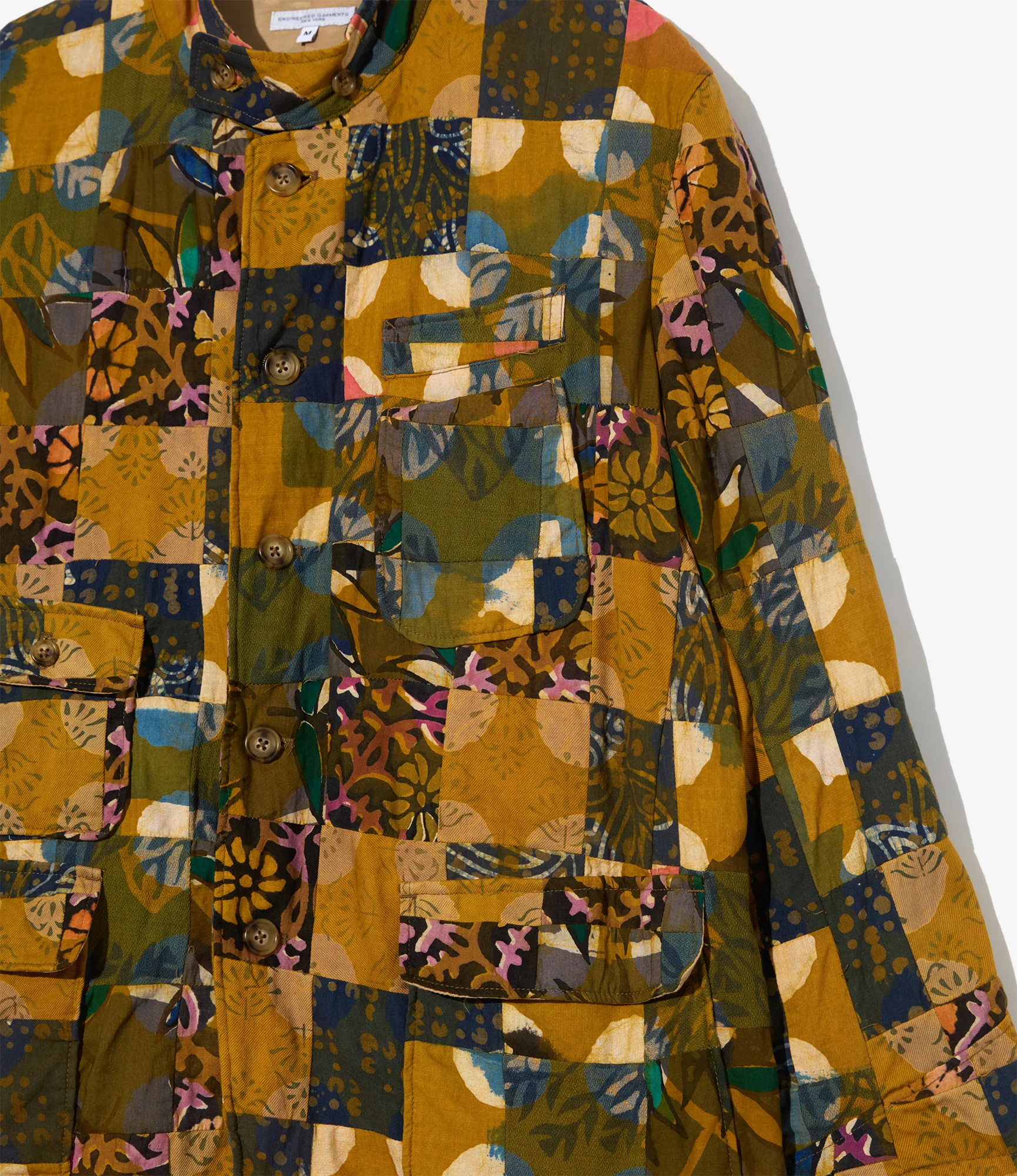 AN Jacket - Olive Cotton Multi Pattern Patchwork - Image 3