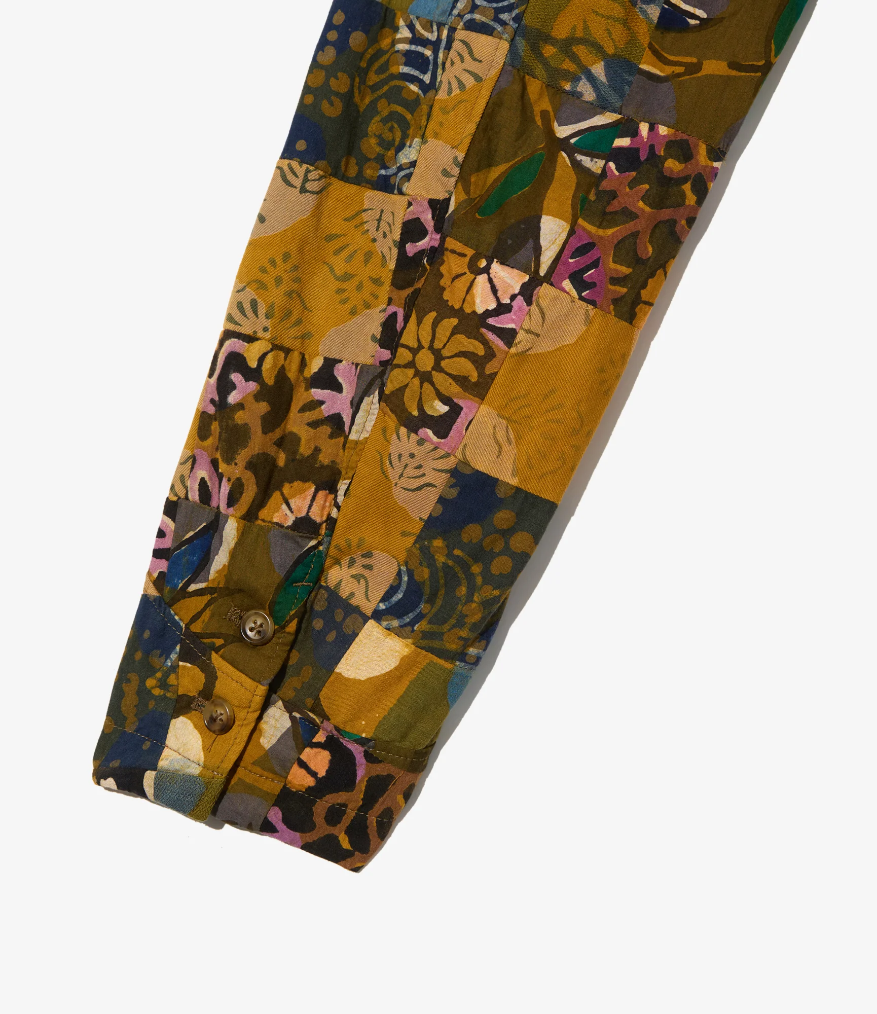 AN Jacket - Olive Cotton Multi Pattern Patchwork - Image 4