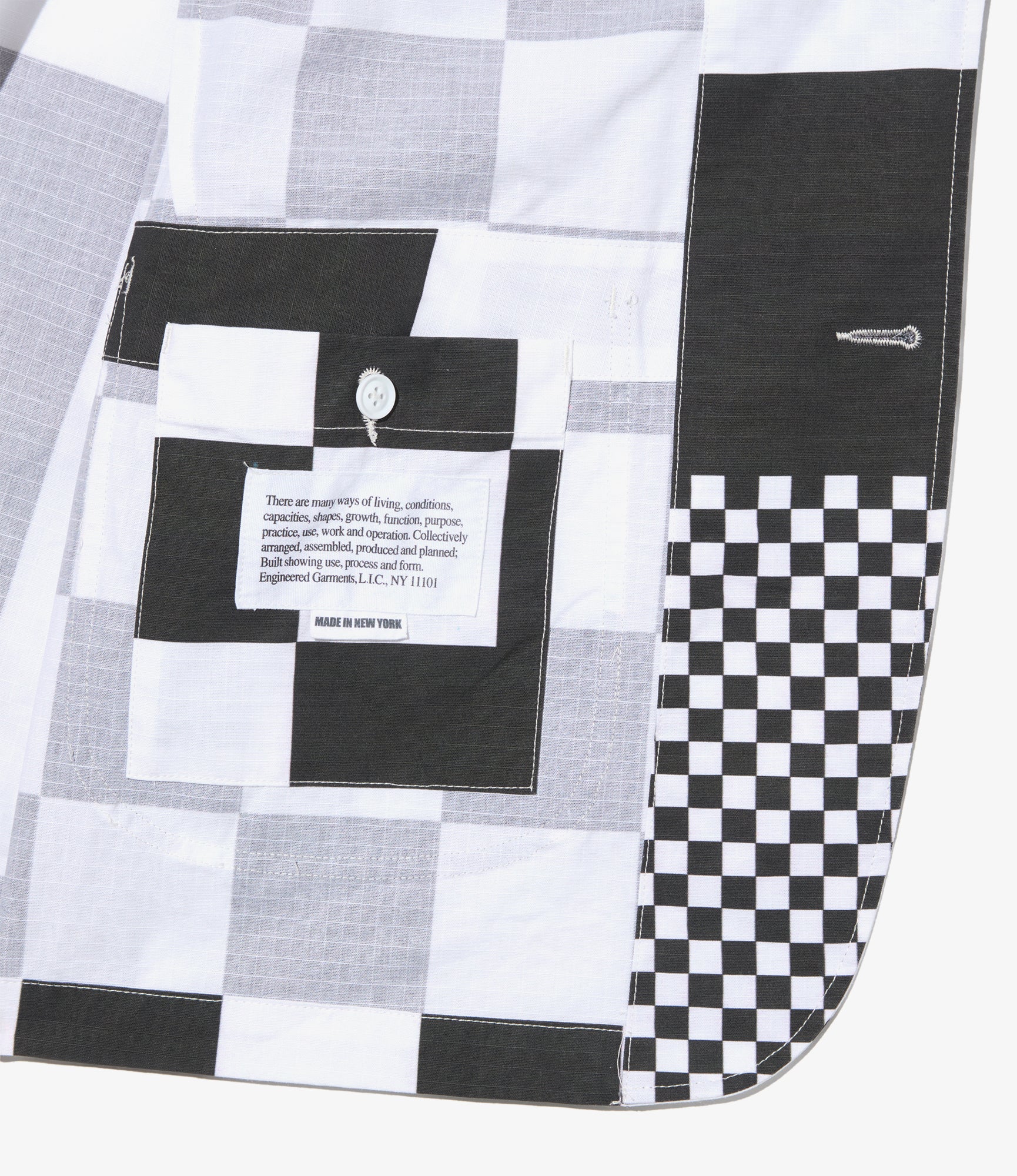 Bedford Jacket - White/Black Checker Print Cotton Ripstop - Image 4