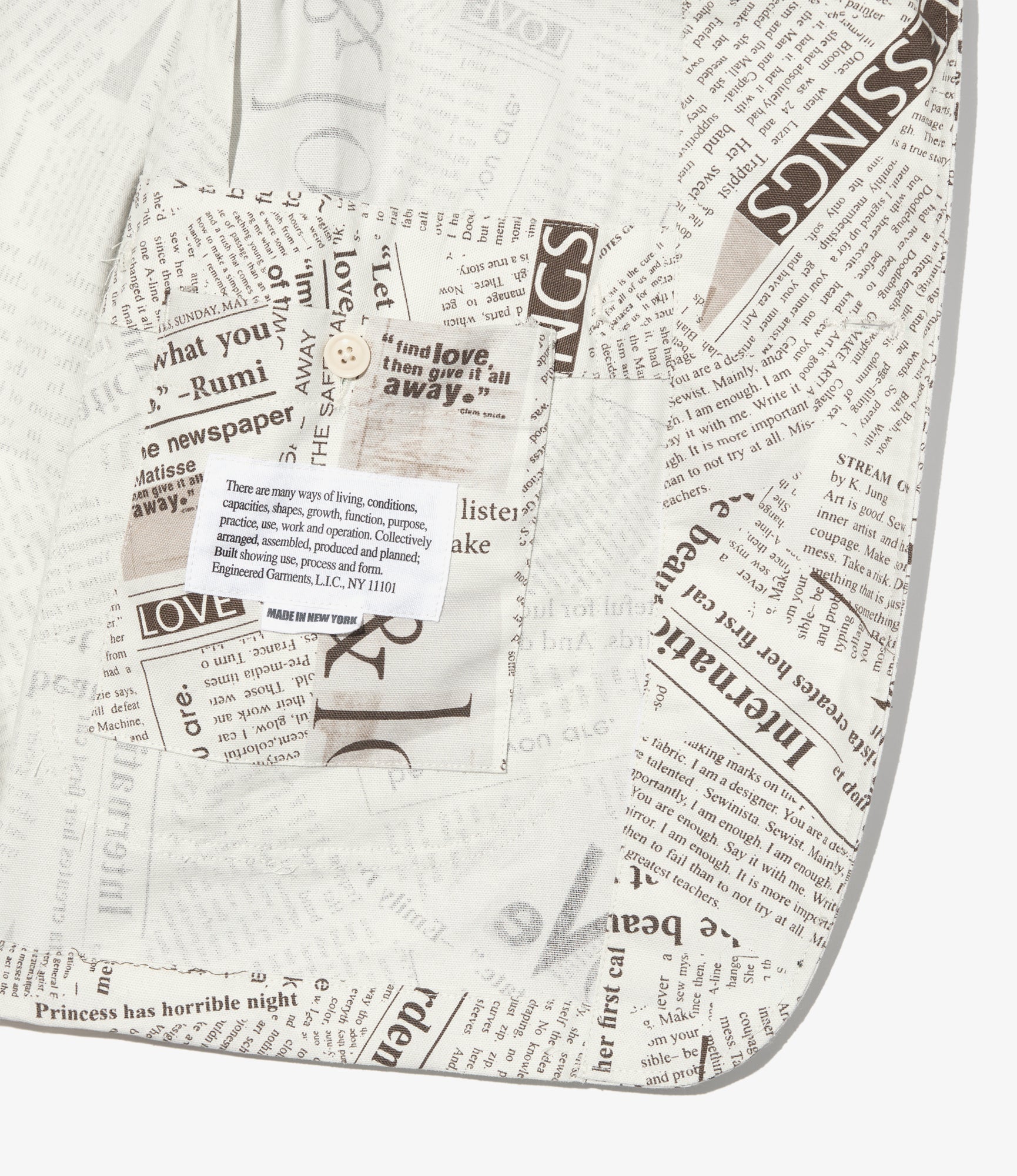 Bedford Jacket - White Cotton Newspaper Print Canvas - Image 4
