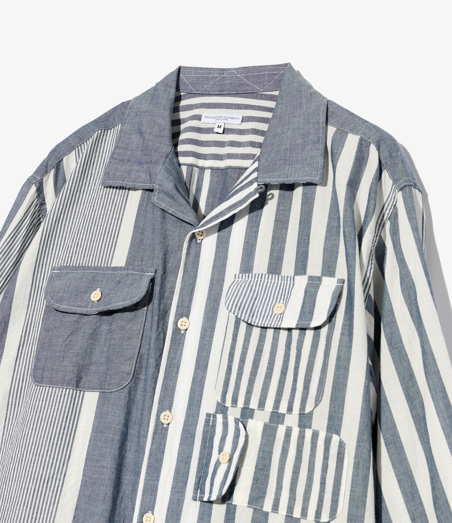 Bowling Shirt - Blue/White Stripe Cotton Chambray - Image 3
