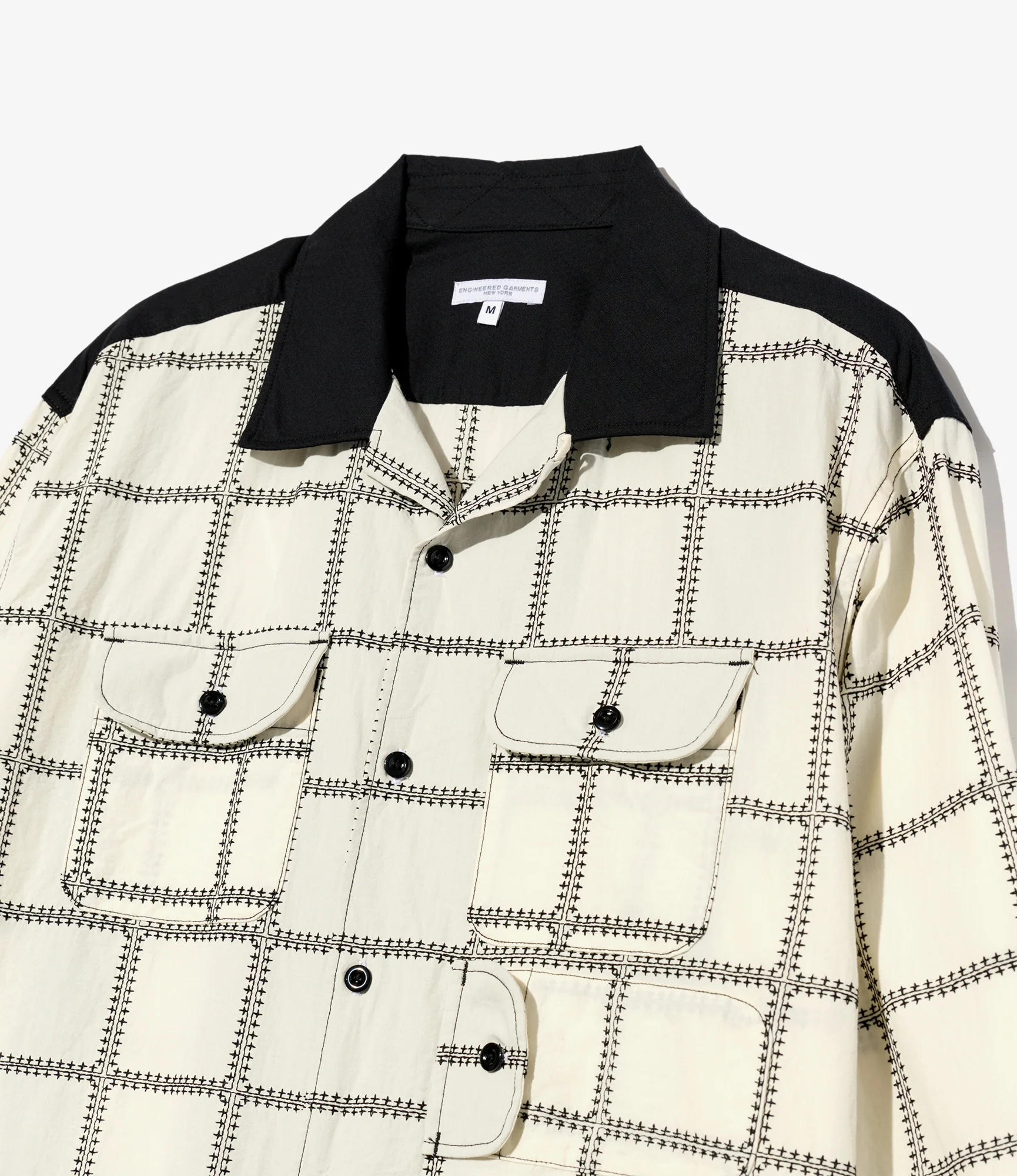 Bowling Shirt - White/Black CP Square Embroidery - Image 3