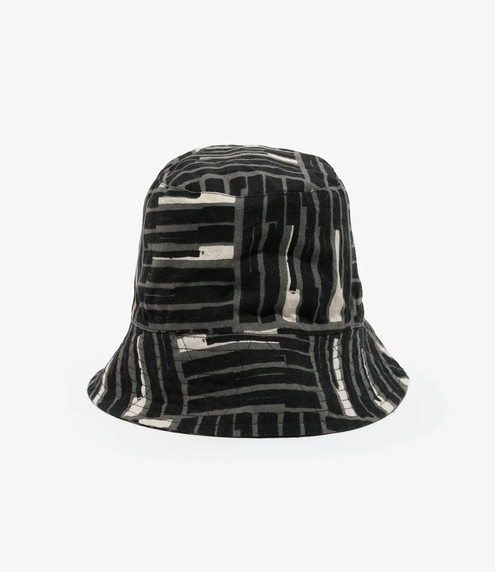Bucket Hat - Black Tile Print Cotton Canvas