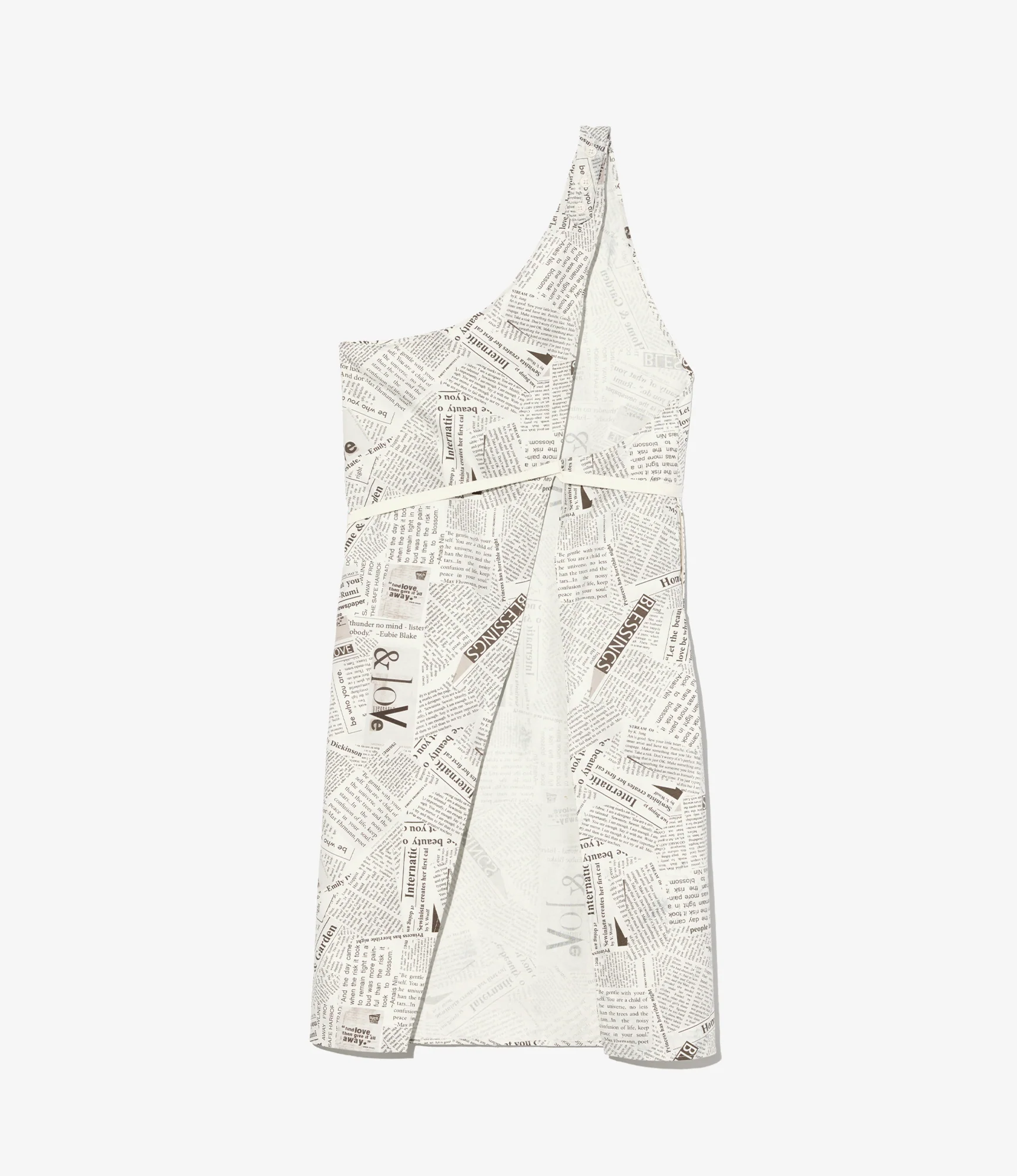 Butchers Apron - White Cotton News Paper Print Canvas - Image 2
