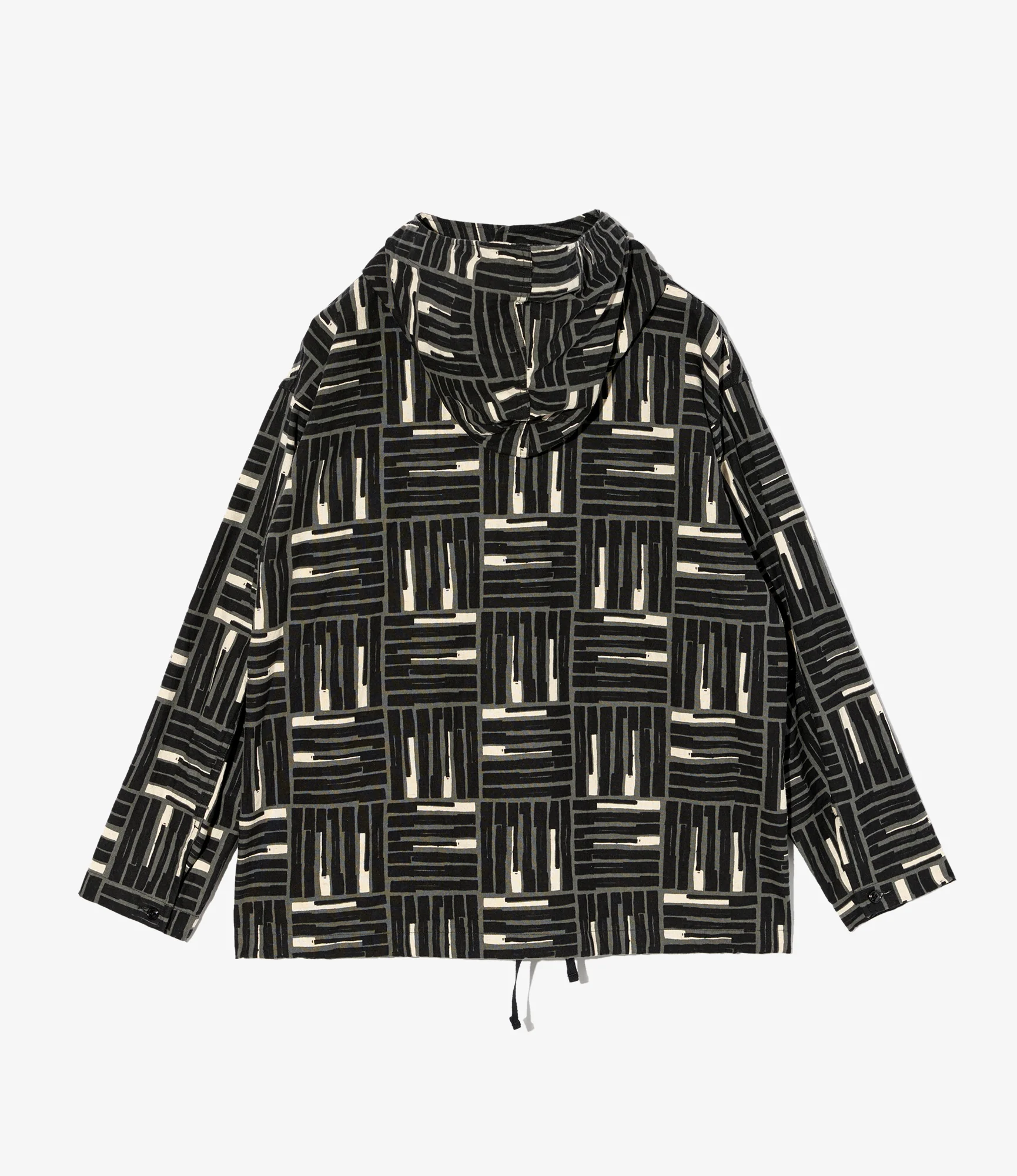 Cagoule Shirt - Black Tile Print Cotton Canvas - Image 2