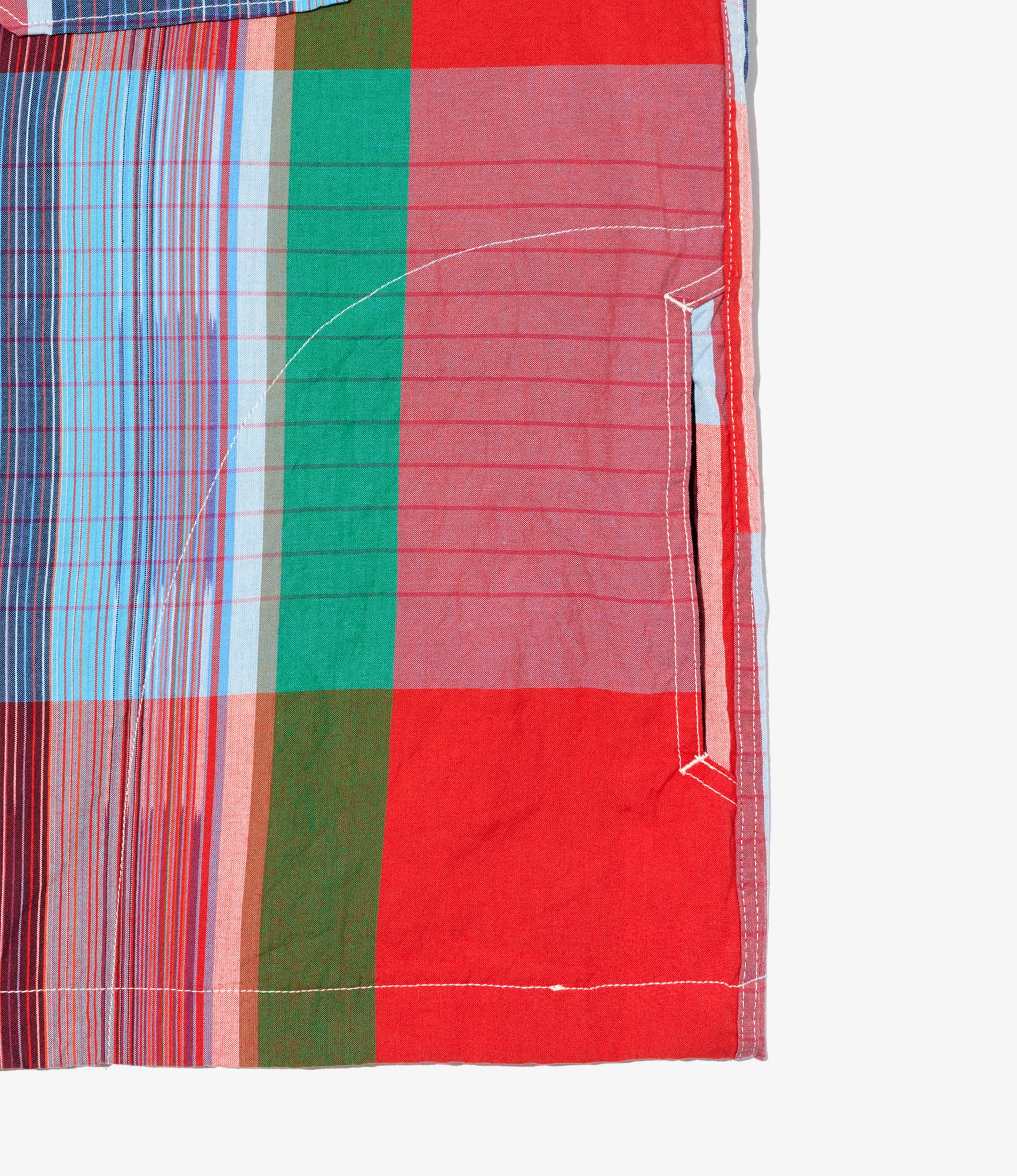 Cagoule Shirt - Red Cotton Big Madras Plaid - Image 4