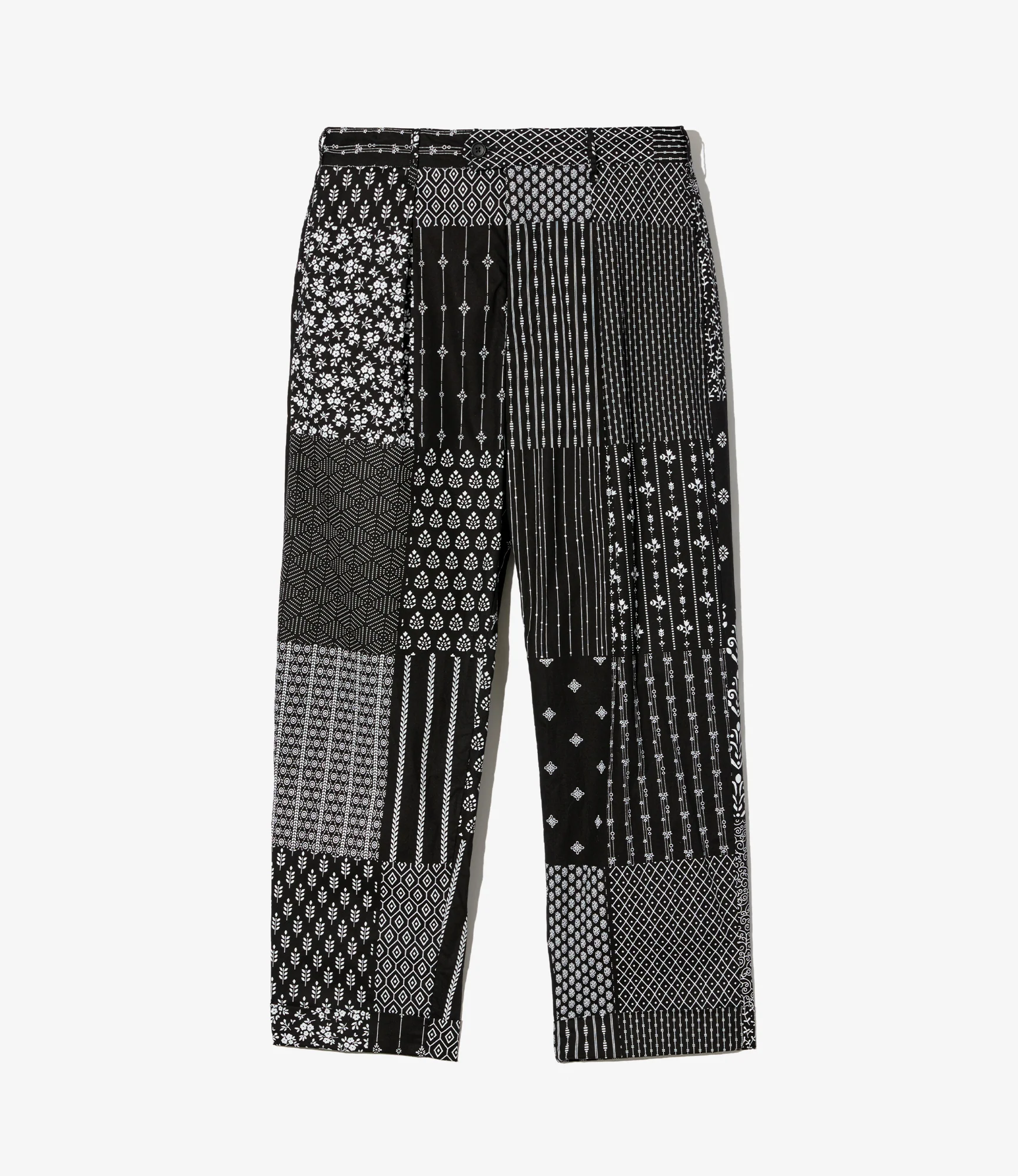 Carlyle Pant - Black/White Cotton Patchwork Print