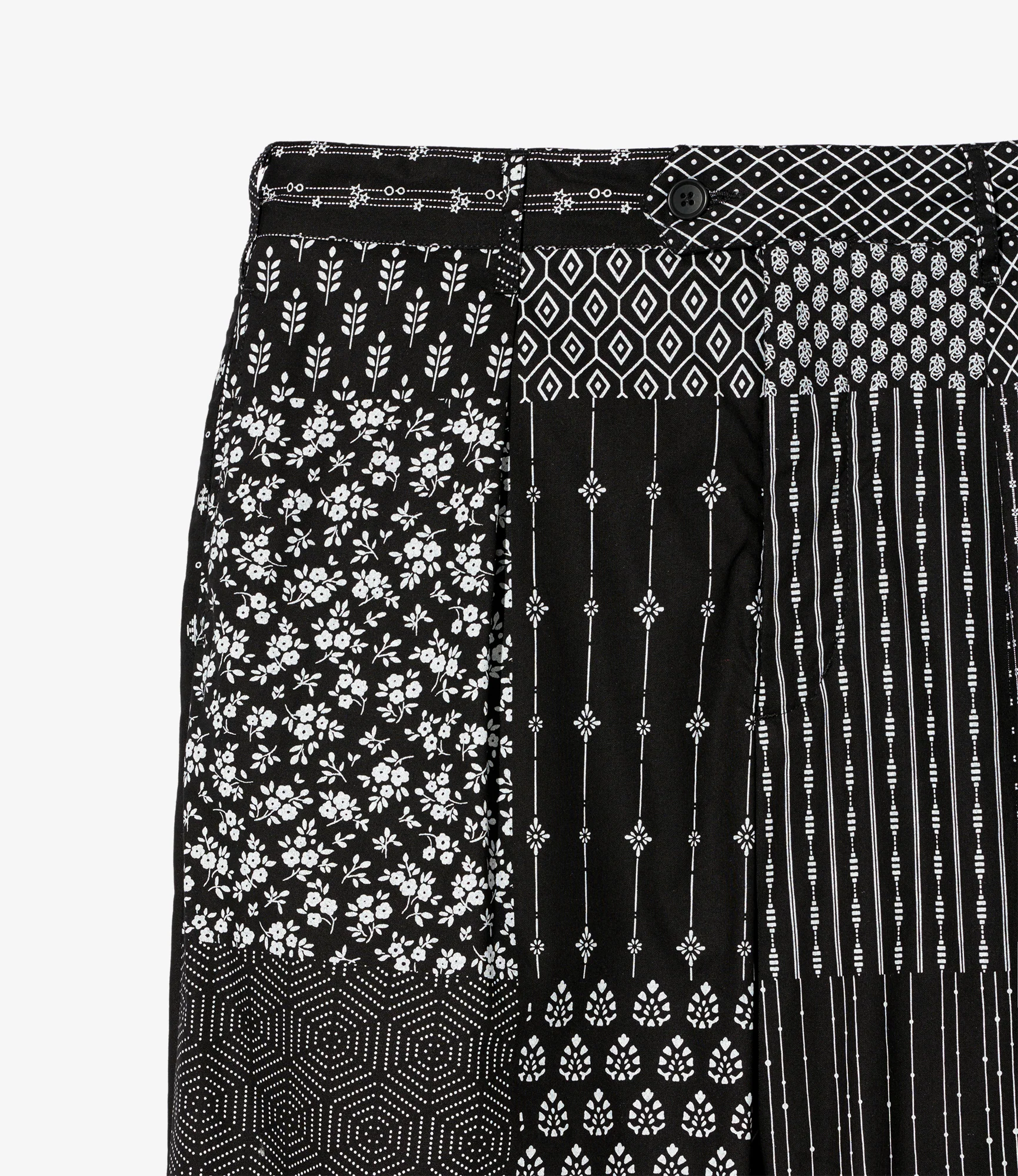 Carlyle Pant - Black/White Cotton Patchwork Print - Image 3