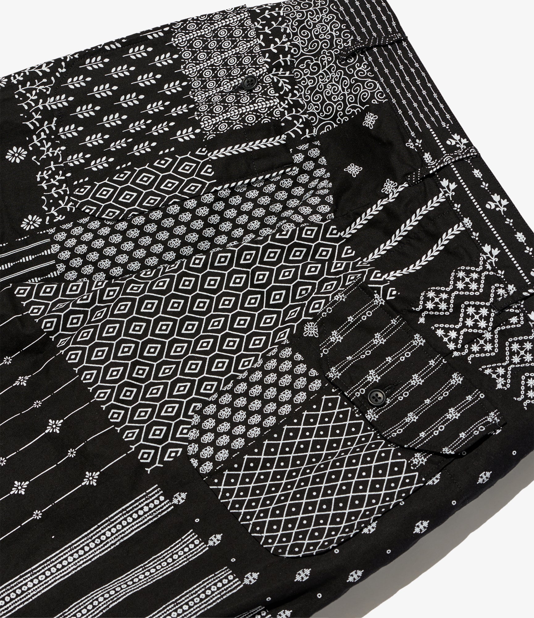 Carlyle Pant - Black/White Cotton Patchwork Print - Image 4