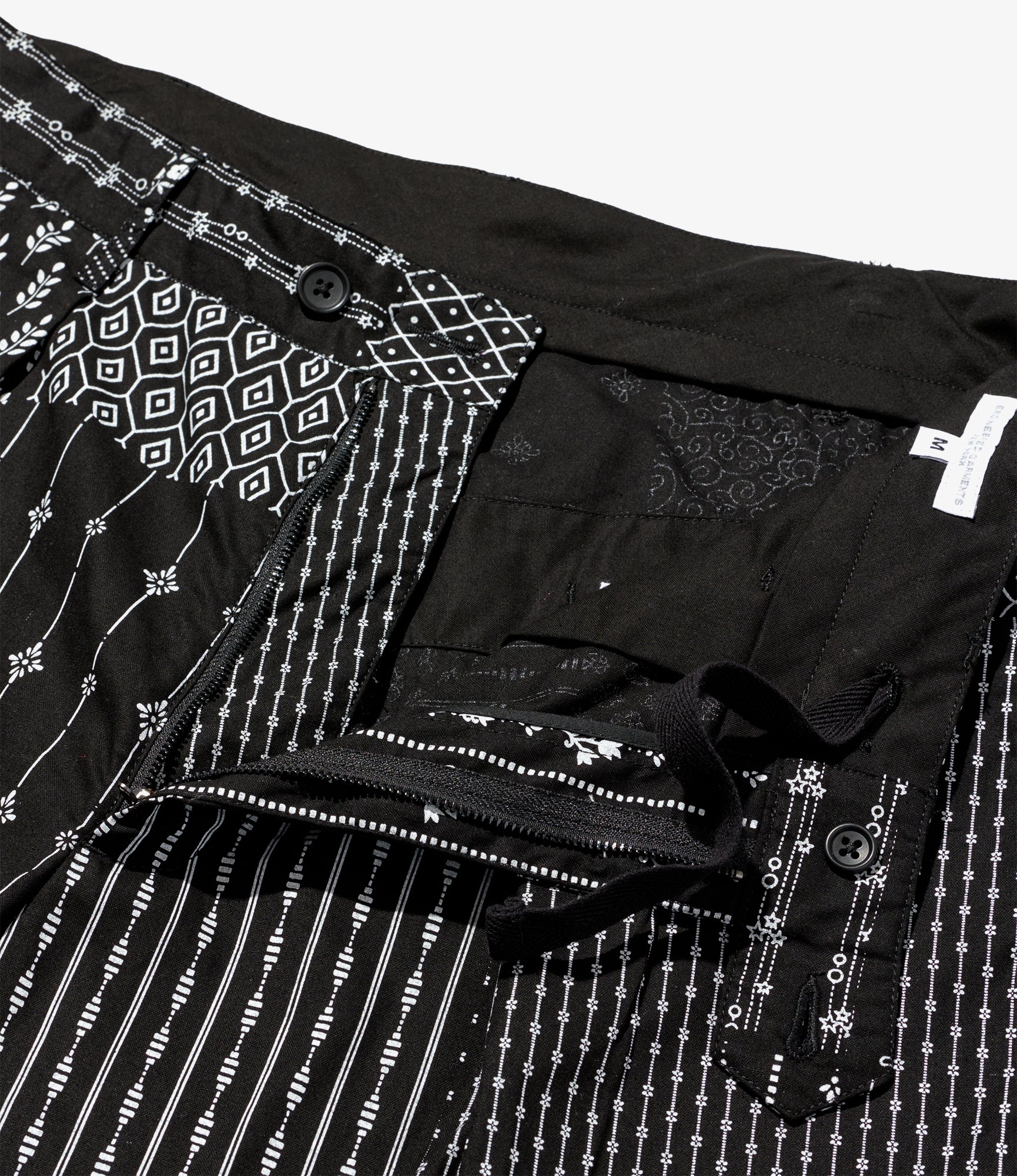 Carlyle Pant - Black/White Cotton Patchwork Print - Image 5