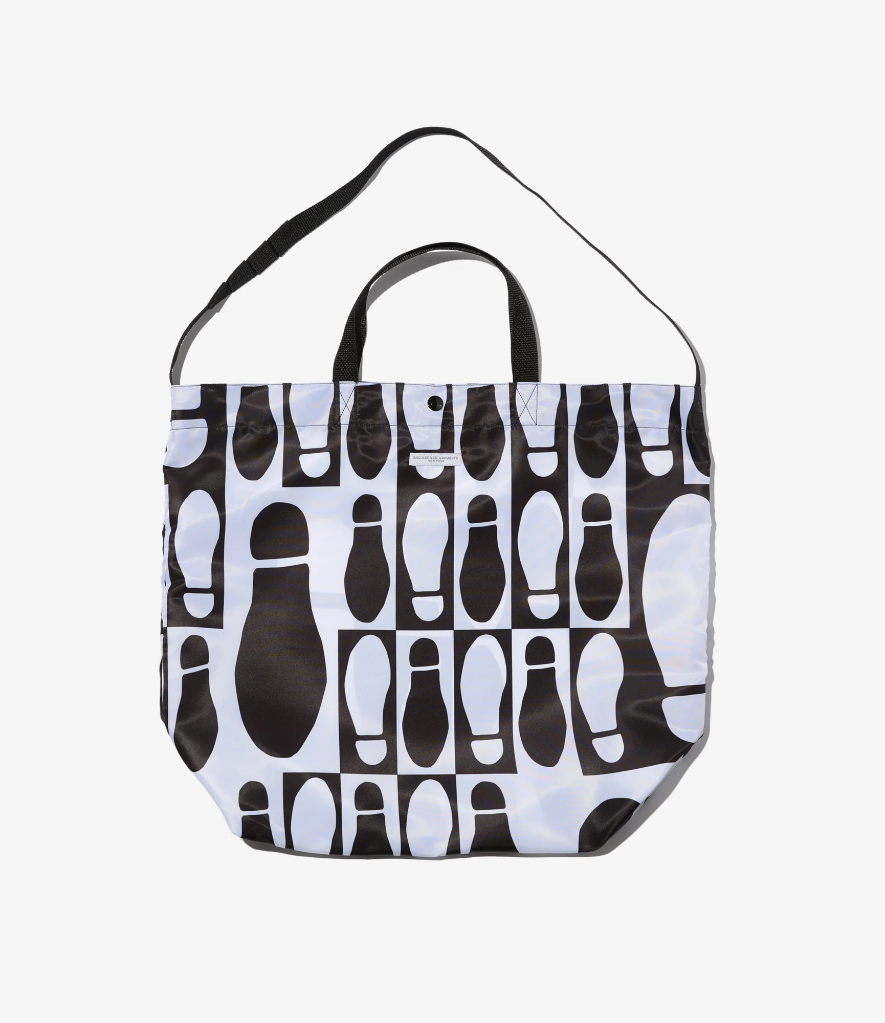 Carry All Tote - White/Black Foot Print Polyester Pilot Twill