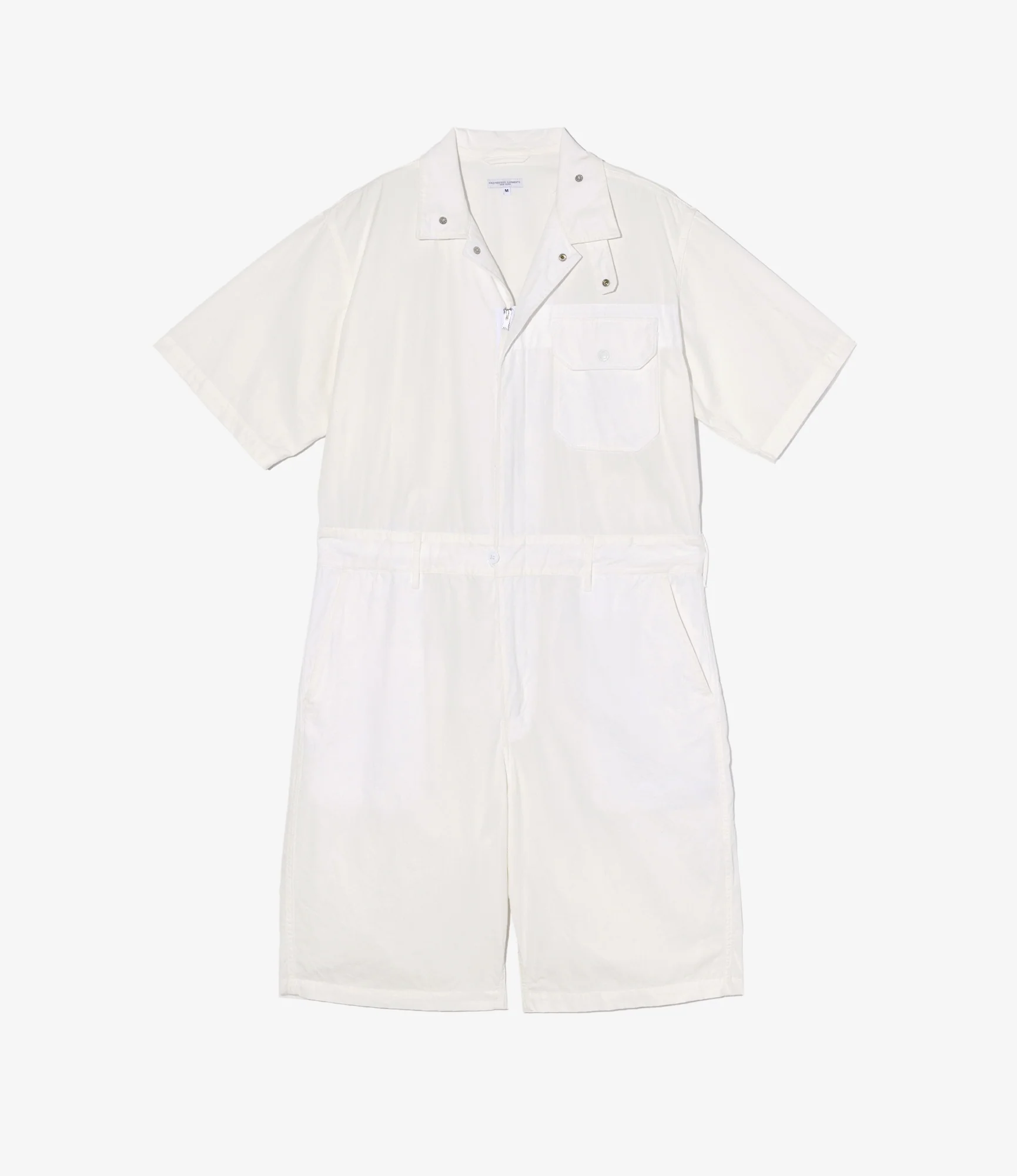 Combi Suit - White Cotton Heavy Poplin