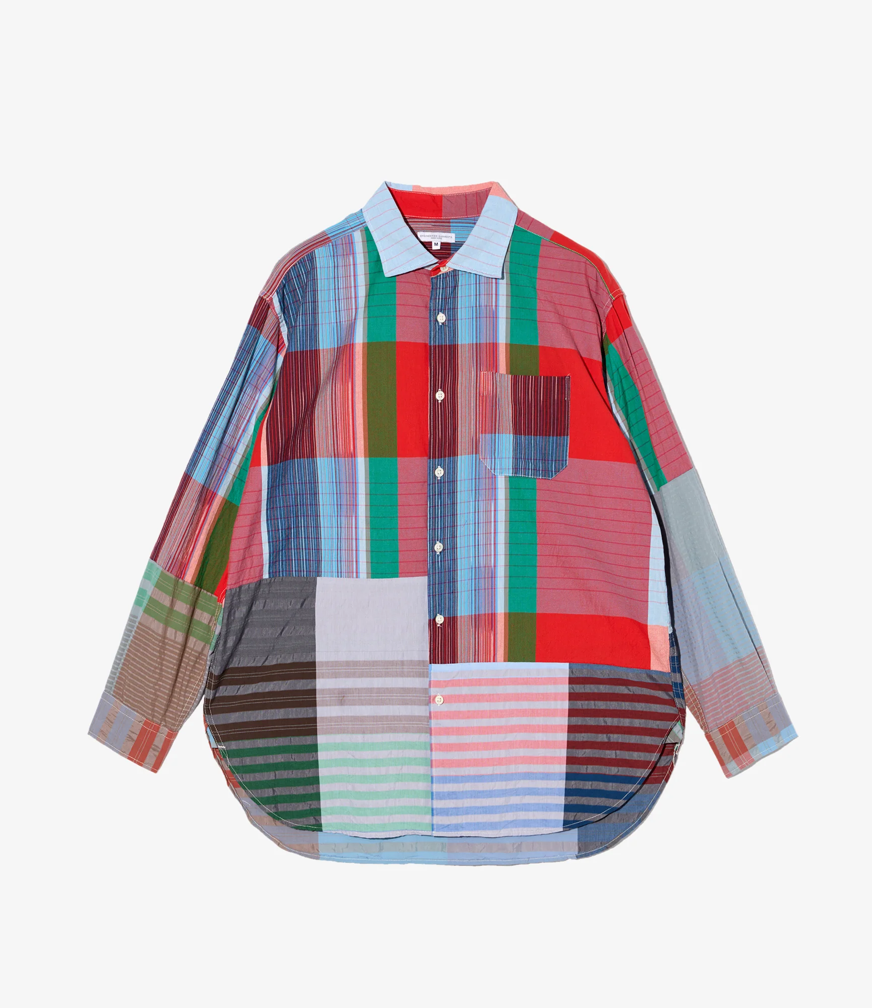Combo Spread Collar Shirt - Red Cotton Big Madras Plaid
