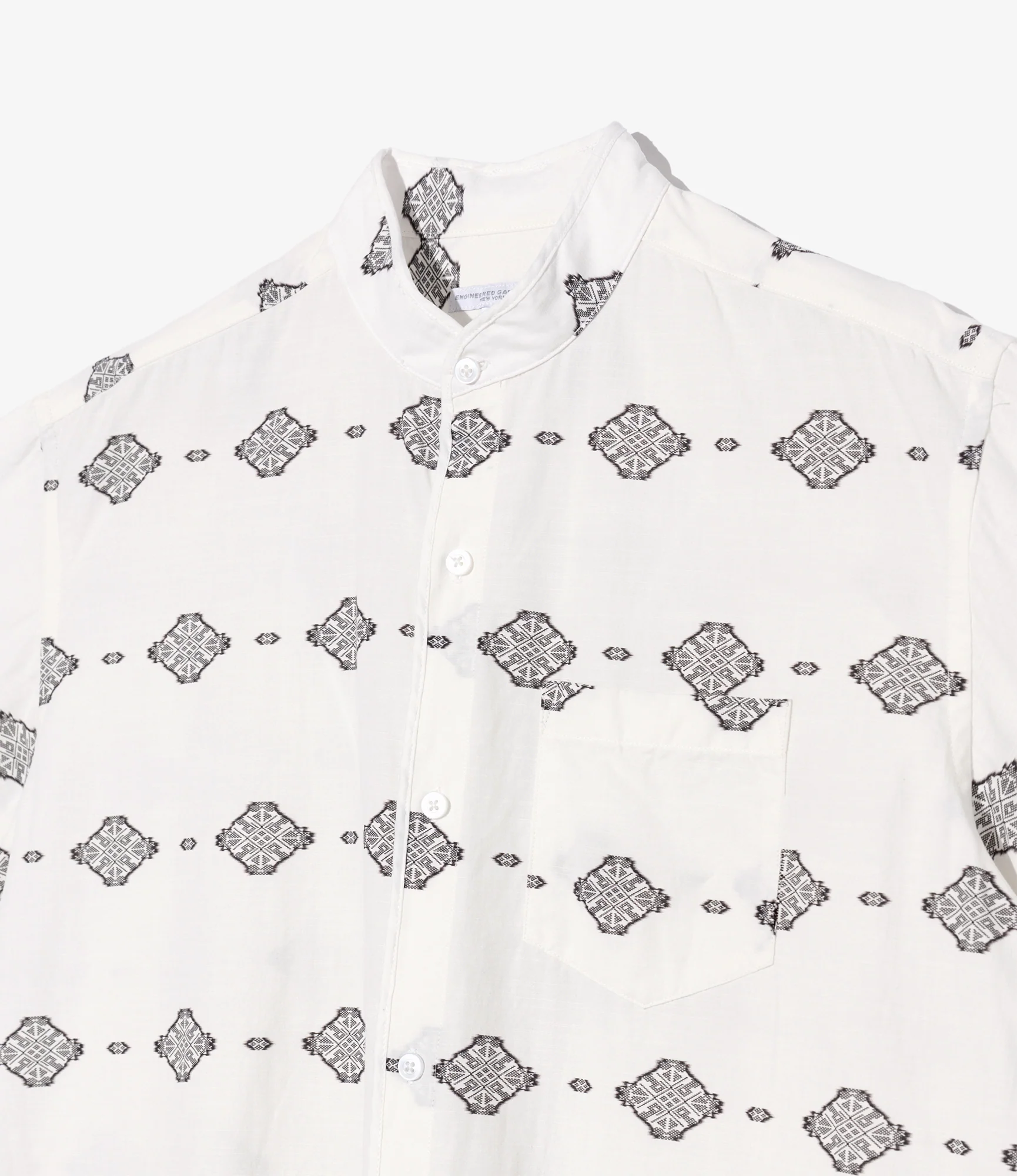 Copley Shirt - White/Black Cotton Ikat Print - Image 3