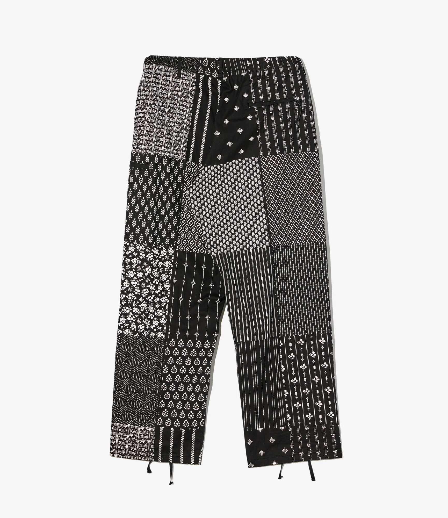 Drawstring Pant - Black/White Cotton Patchwork Print - Image 2