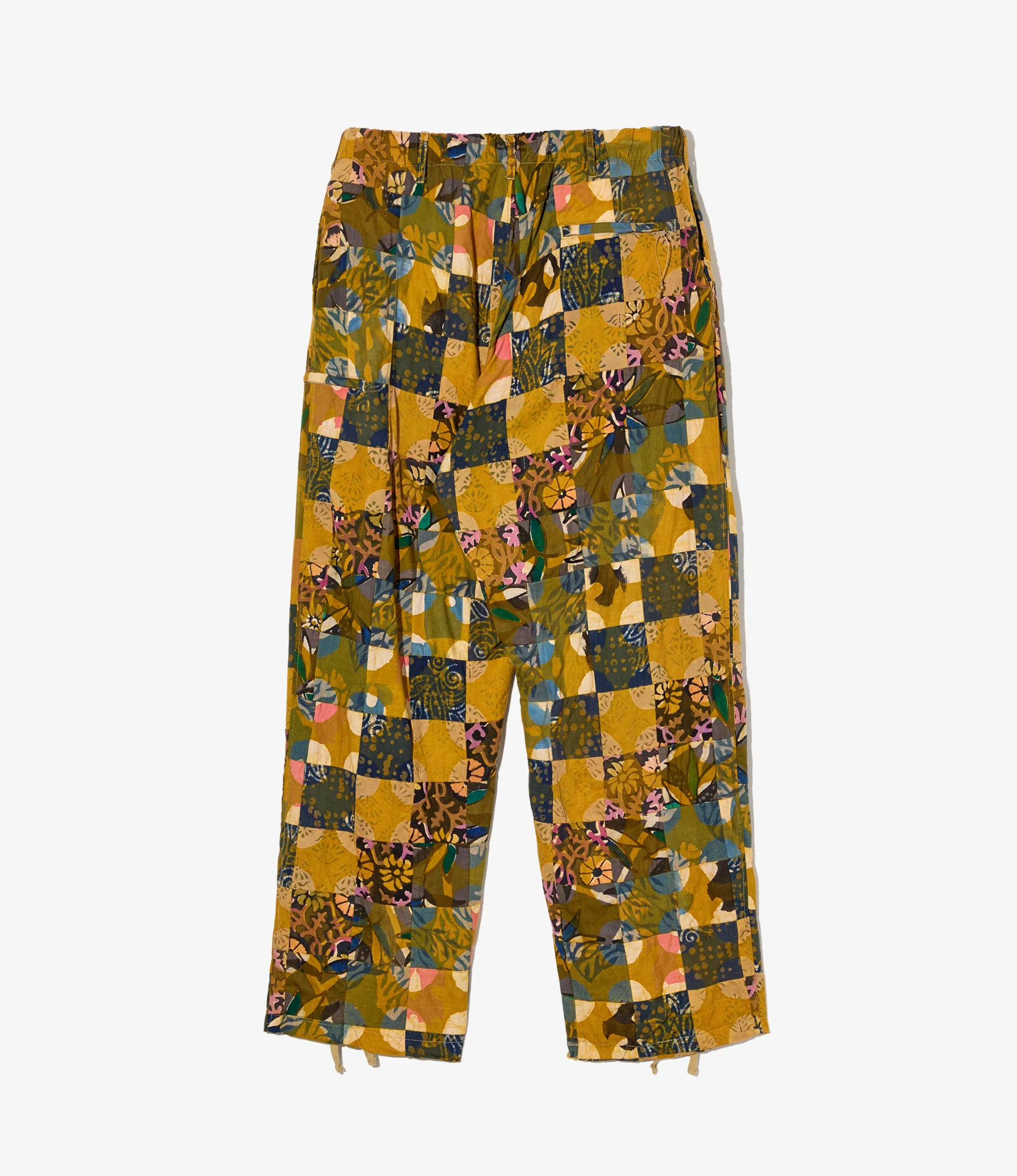 Drawstring Pant - Olive Cotton Multi Pattern Patchwork - Image 2