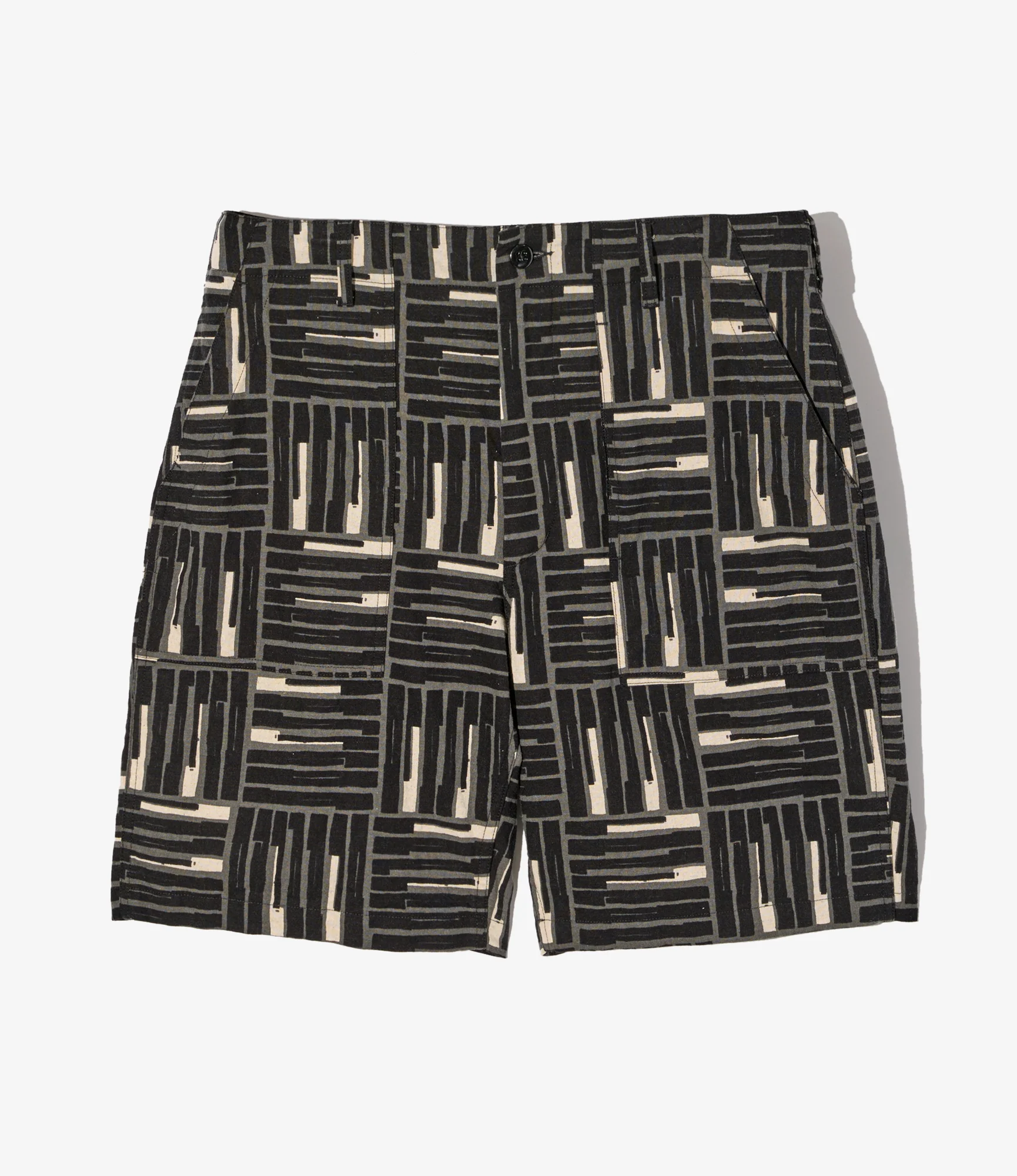 Fatigue Short - Black Tile Print Cotton Canvas
