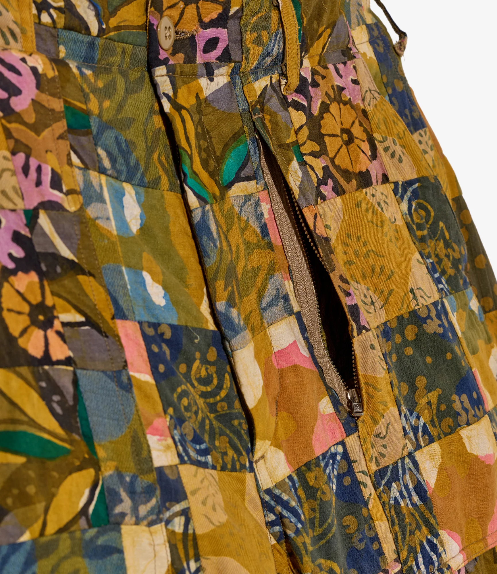 Fatigue Short - Olive Cotton Multi Pattern Patchwork - Image 3