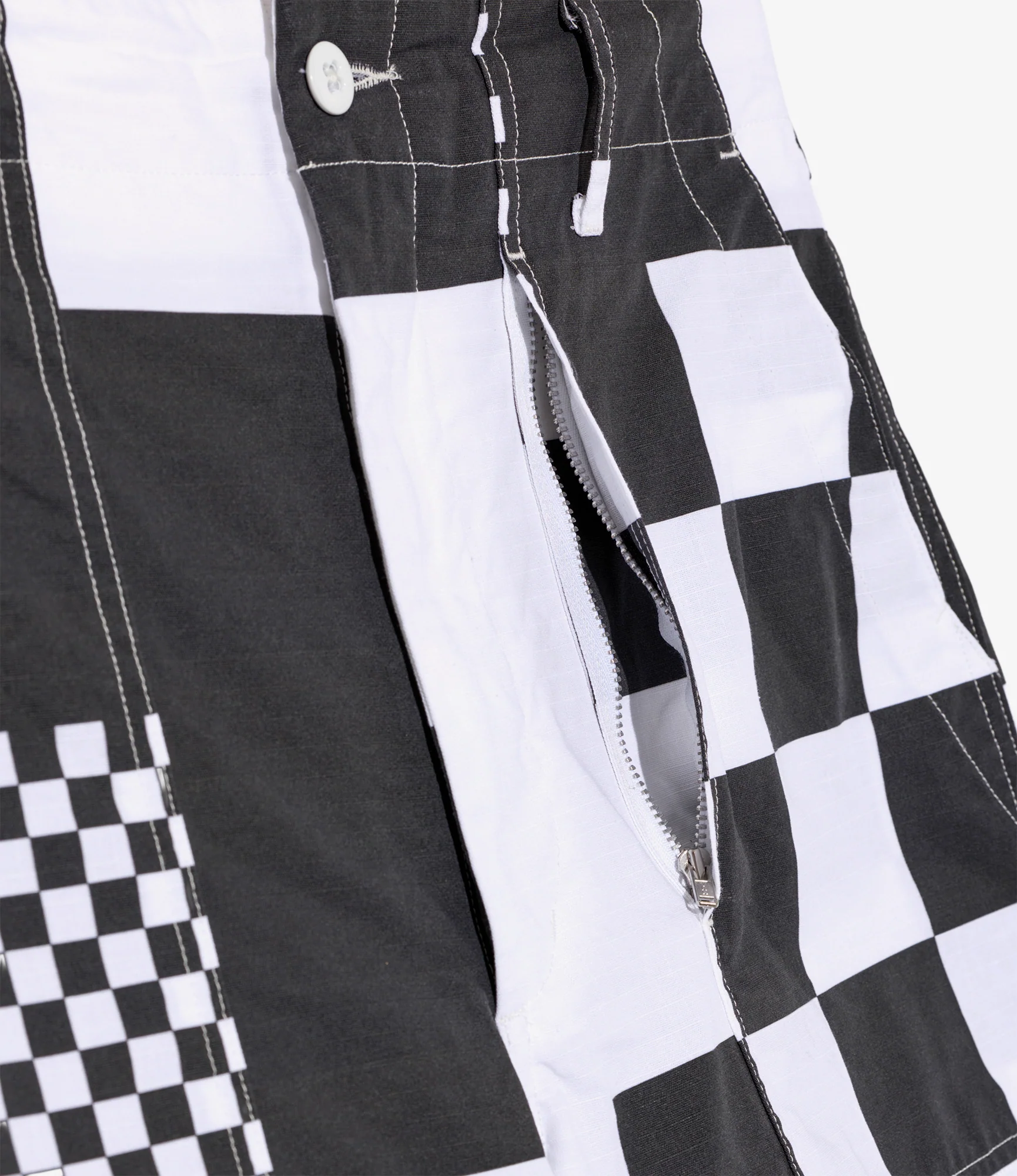 Fatigue Short - White/Black Checker Print Cotton Ripstop - Image 3