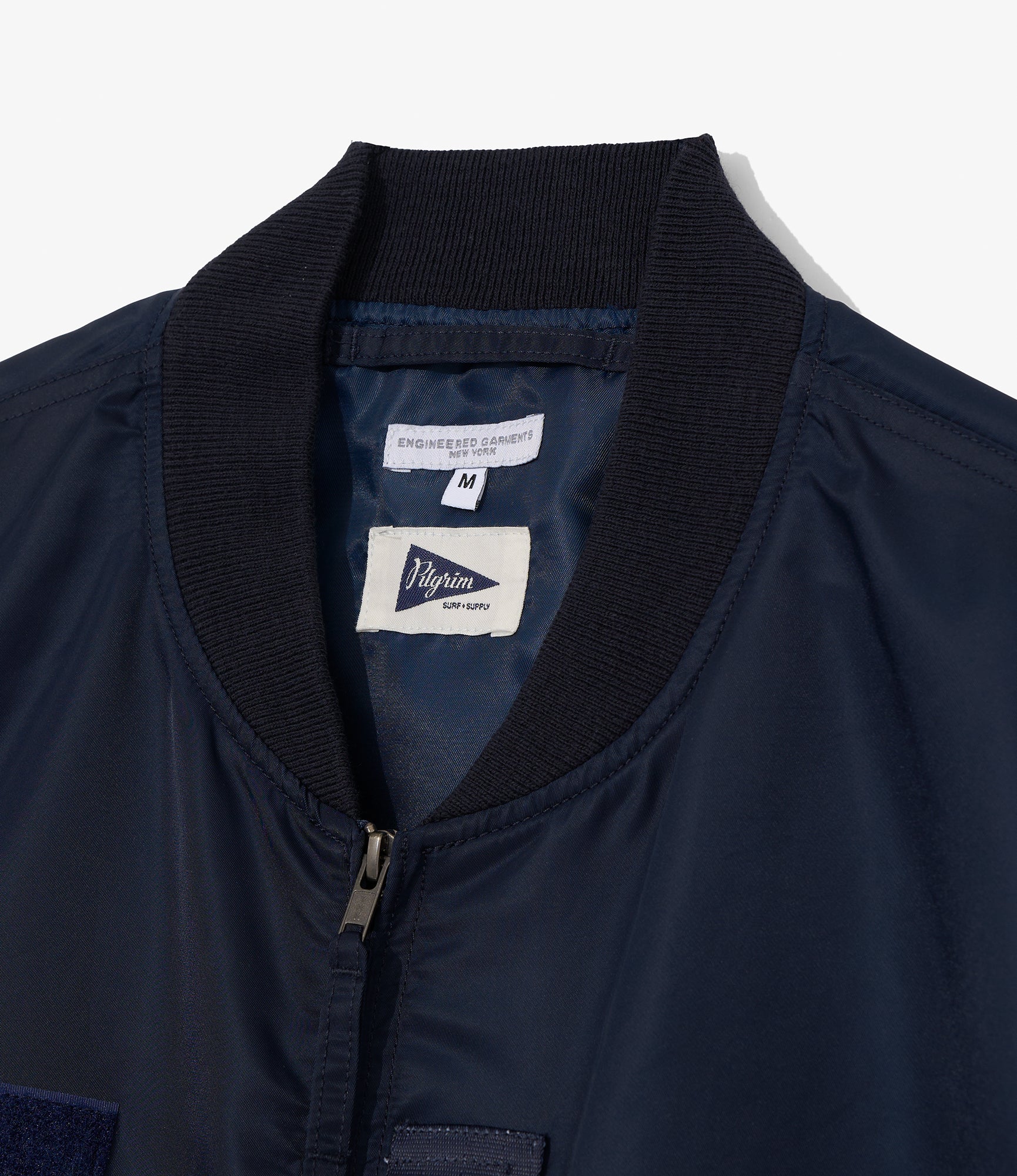Engineered Garments for Pilgrim - Flight Jacket - Navy Flight Satin Nylon - Image 3