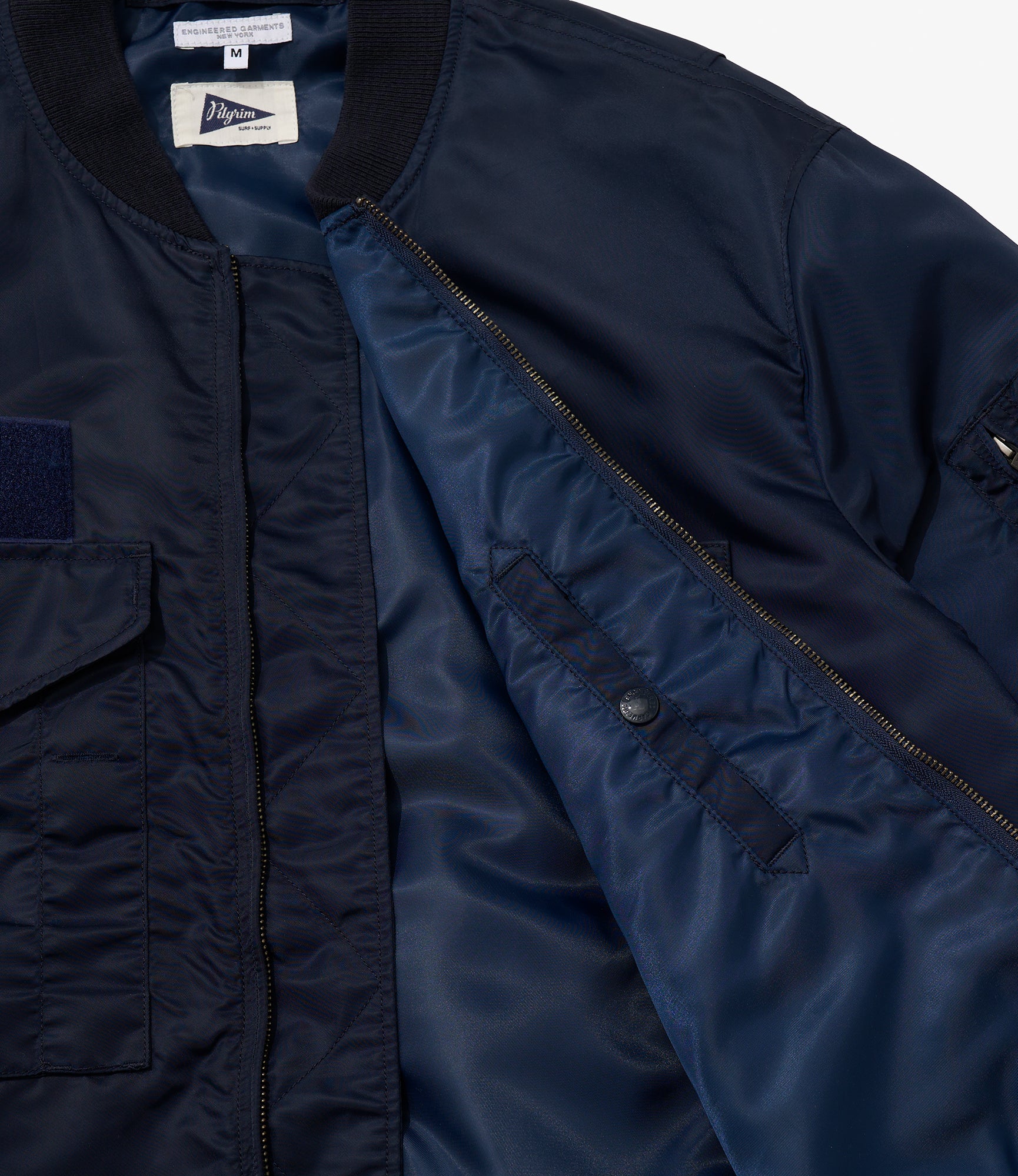 Engineered Garments for Pilgrim - Flight Jacket - Navy Flight Satin Nylon - Image 4