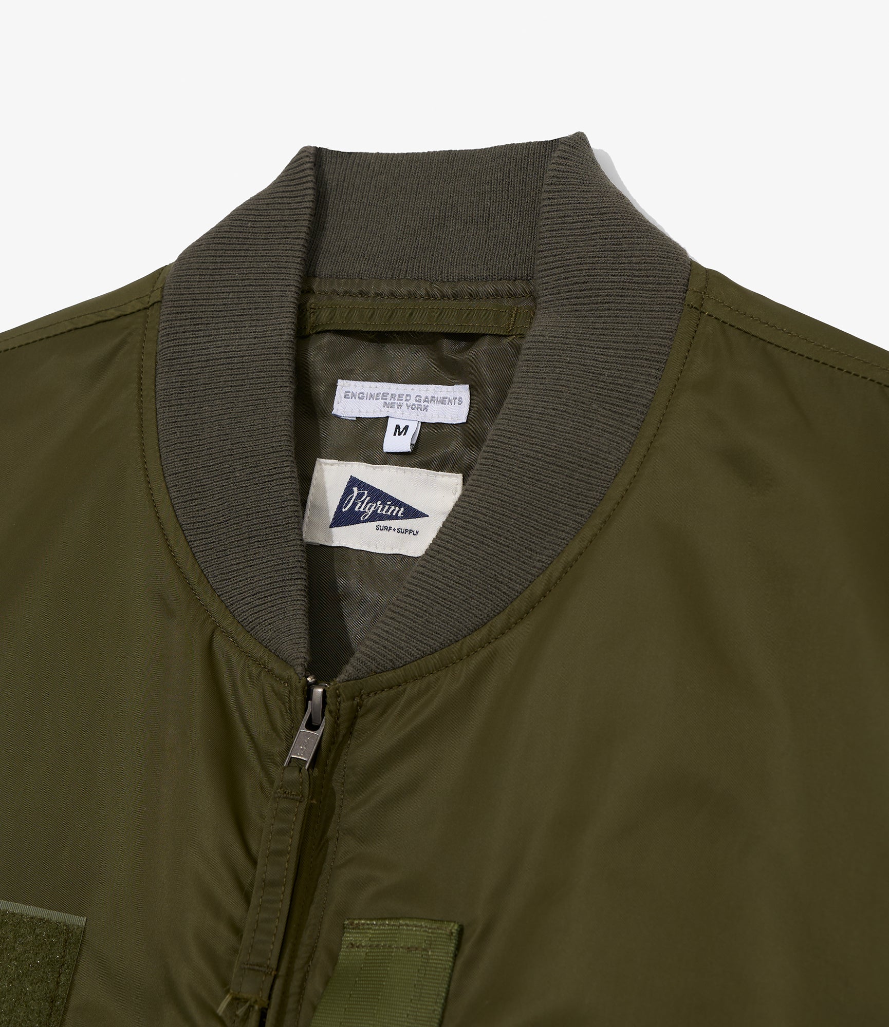 Engineered Garments for Pilgrim - Flight Jacket - Olive Flight Satin Nylon - Image 3